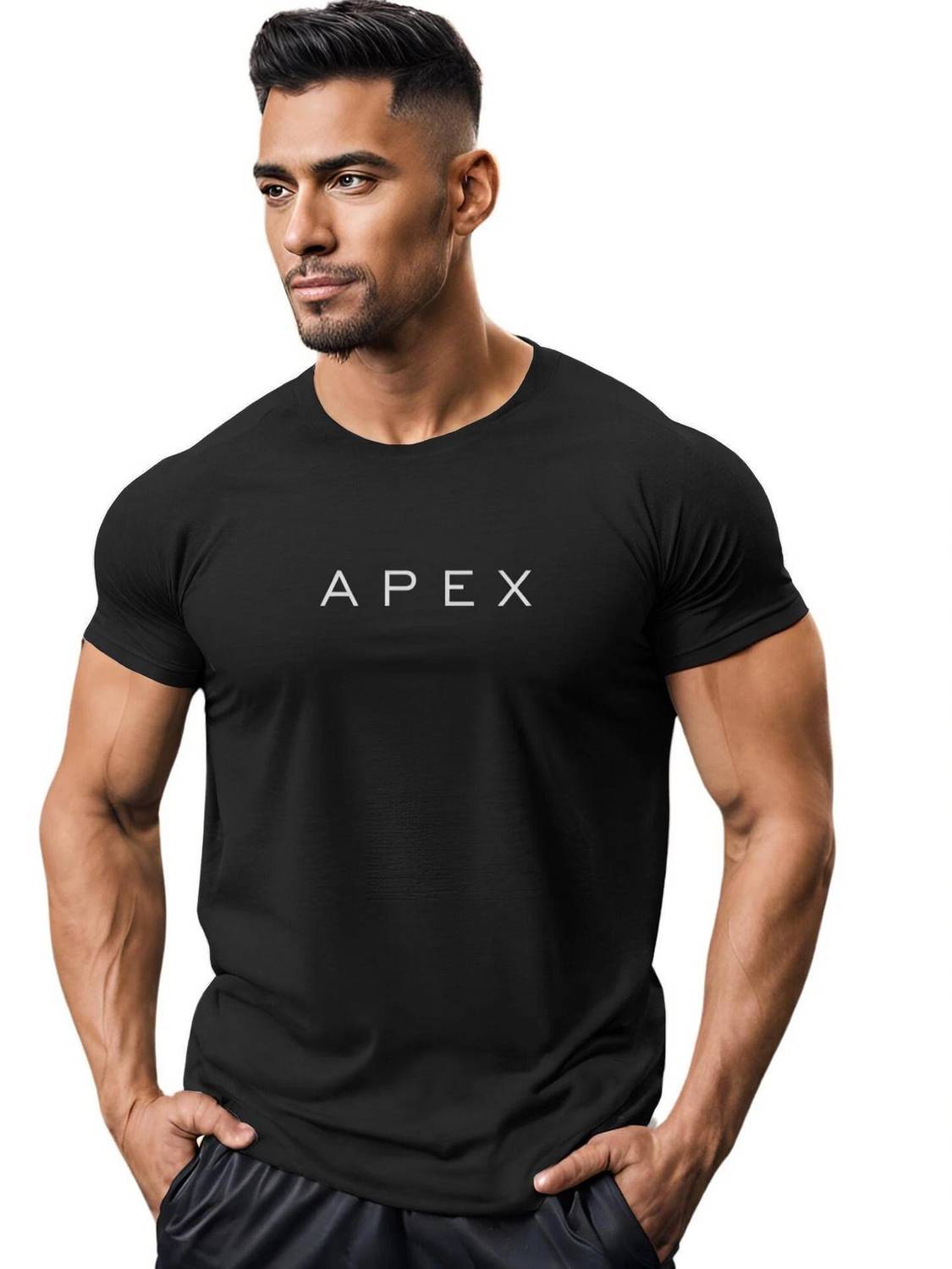 3colors Printed Men Round Neck Black T-Shirt