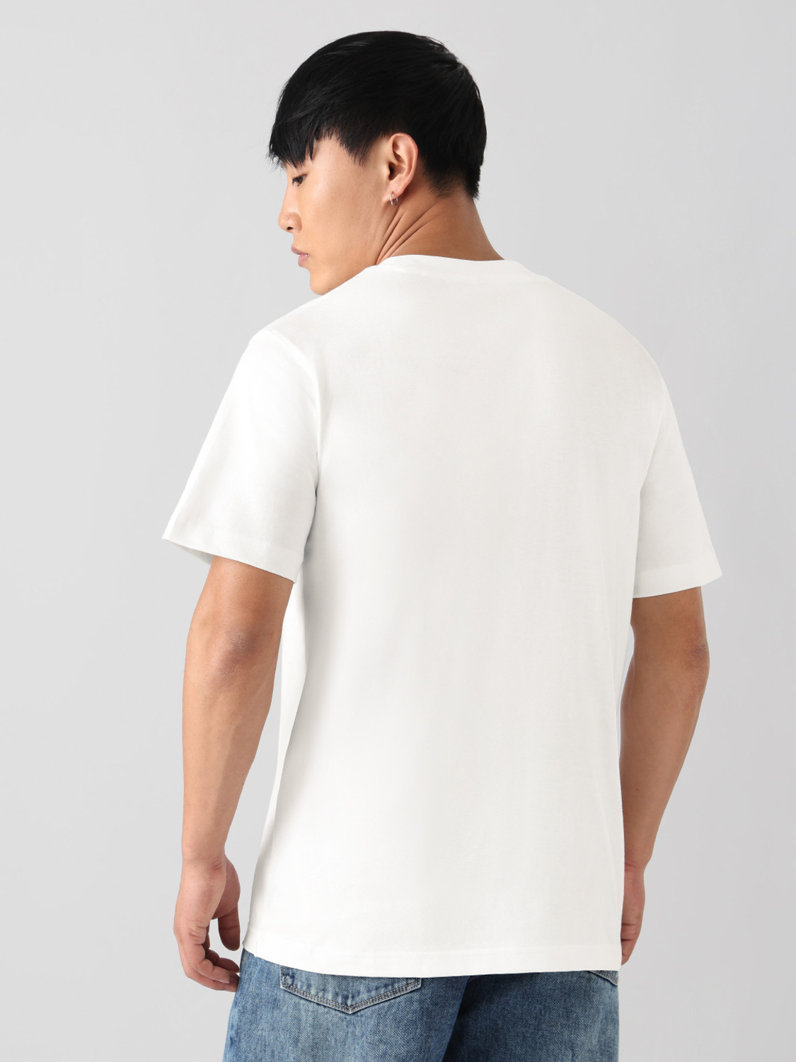 Image of The Souled Store Graphic Print Men Round Neck White T-Shirt