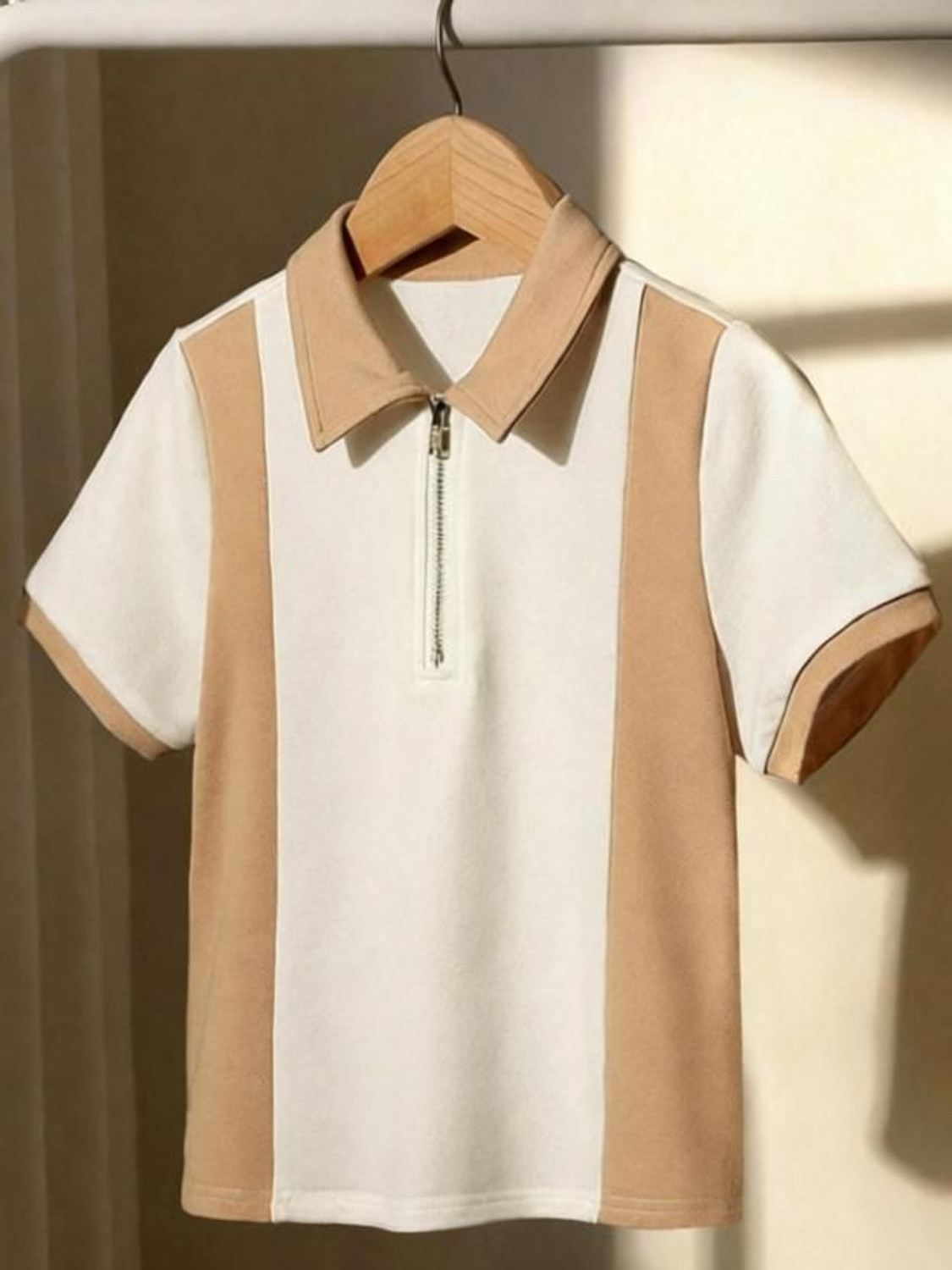 Image of Try This Colorblock Men Polo Neck White T-Shirt