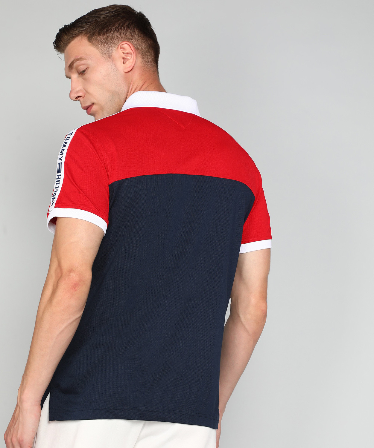 Image of TOMMY HILFIGER Colorblock Men Polo Neck Multicolor T-Shirt