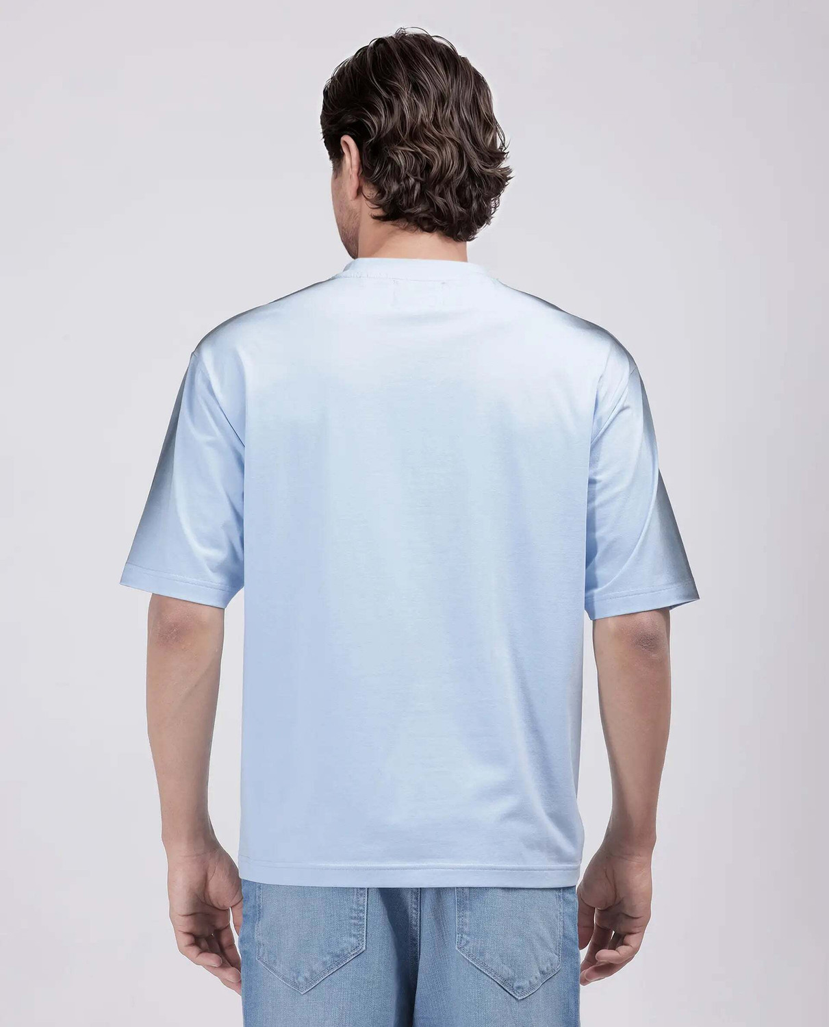 Image of RARE RABBIT Typography Men Crew Neck Blue T-Shirt