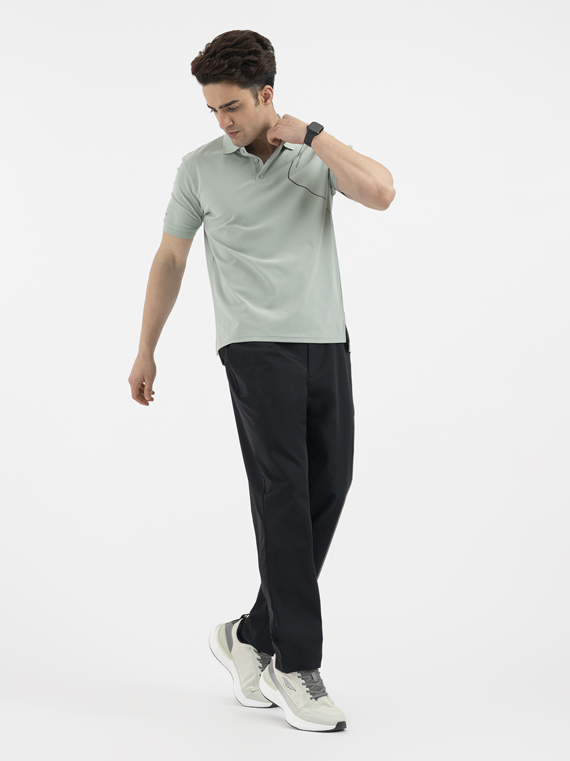 Image of RED TAPE Solid Men Polo Neck Light Green T-Shirt