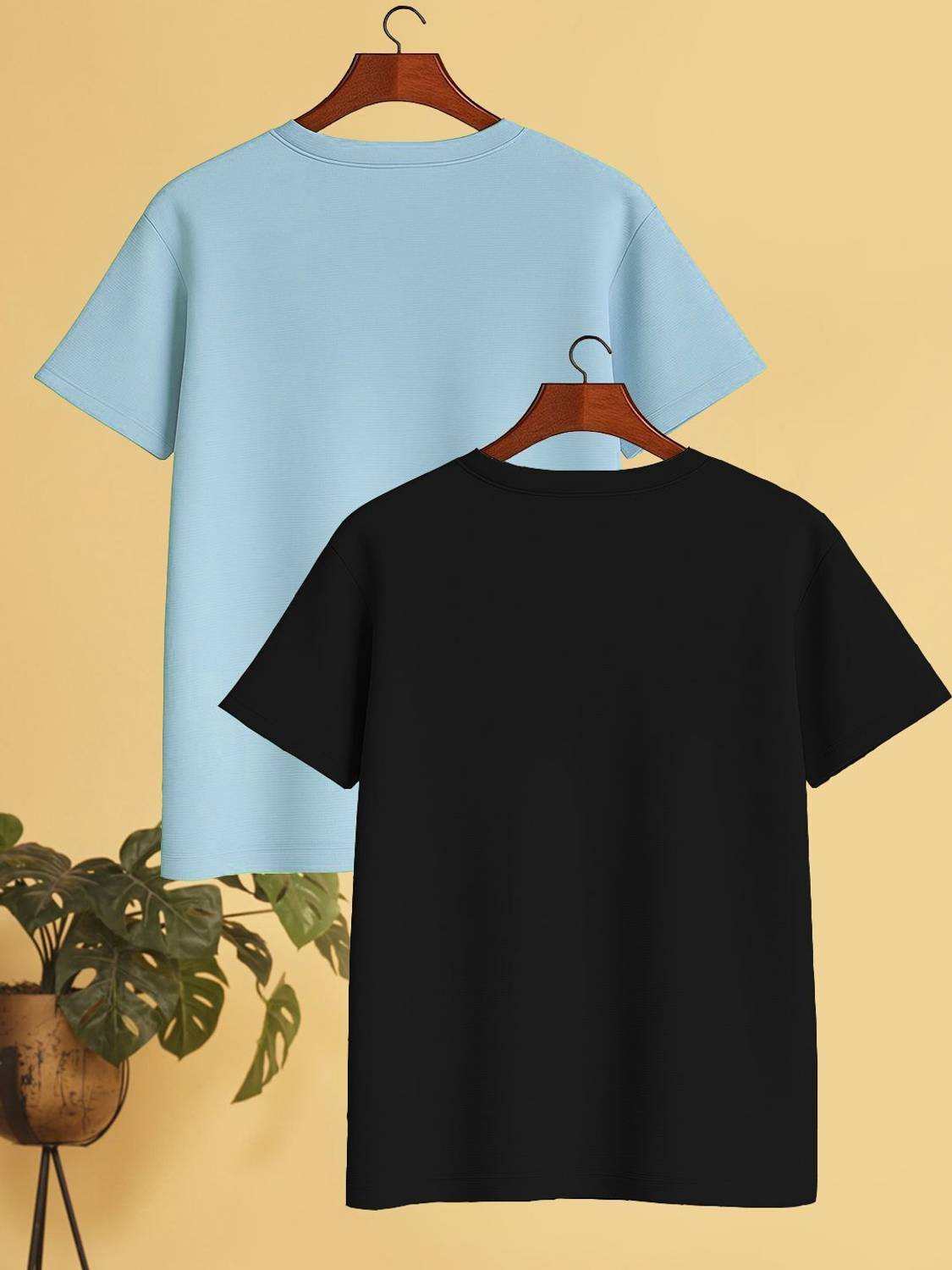 Yazole Men Black, Light Blue T-Shirt Pack of 2 - Image 2