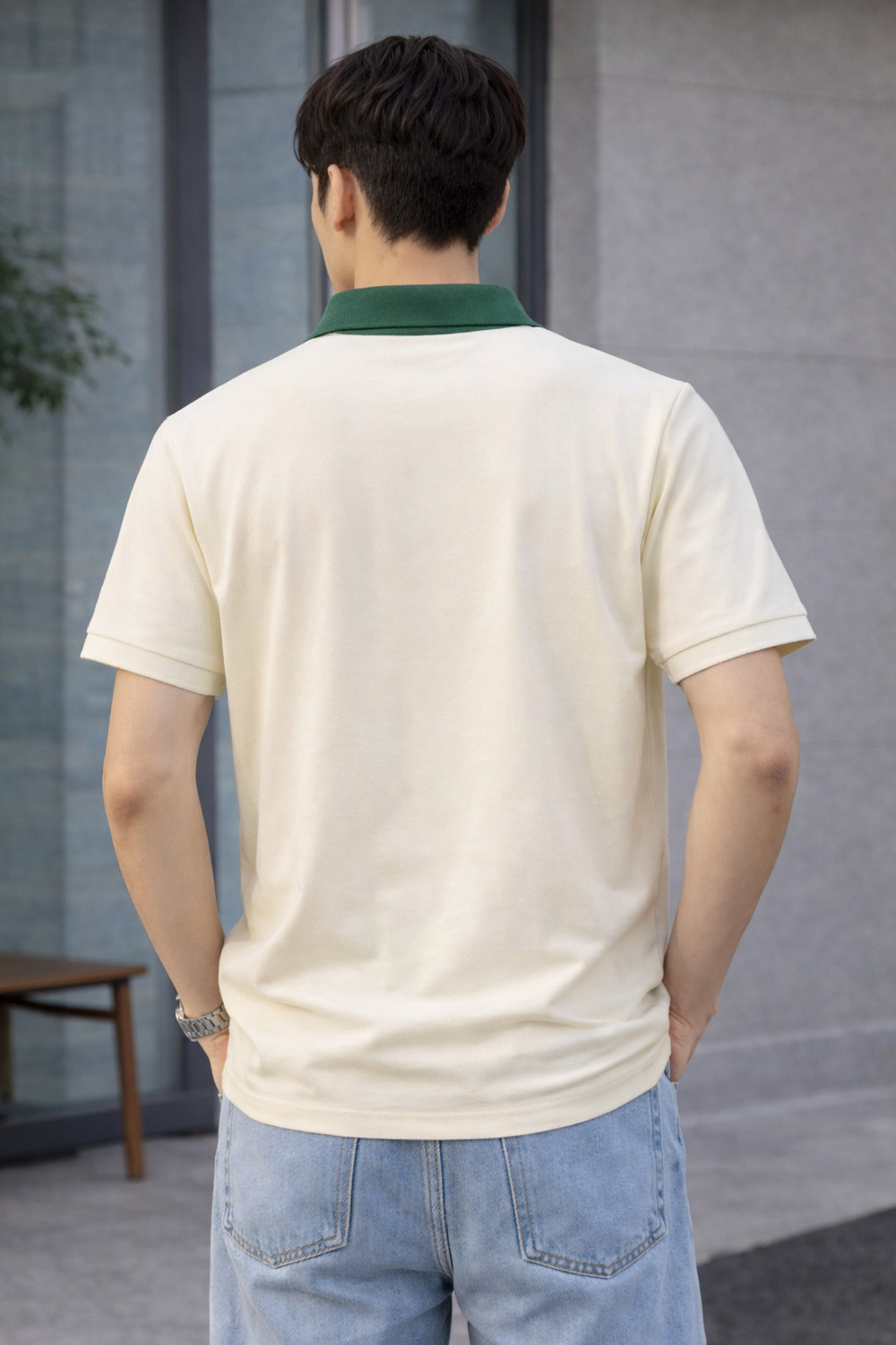 Image of Rizqwear Printed Men Polo Neck Beige T-Shirt