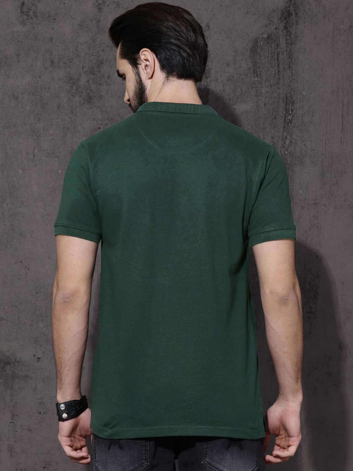 Image of Roadster Solid Men Polo Neck Green T-Shirt