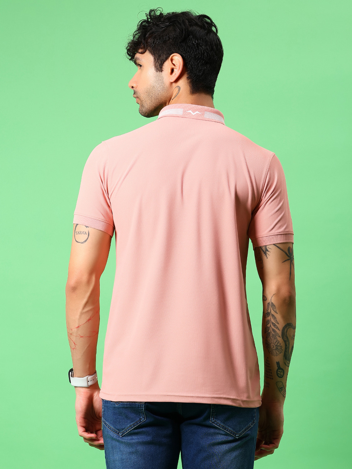 Image of V-MART Colorblock Men Polo Neck Orange T-Shirt