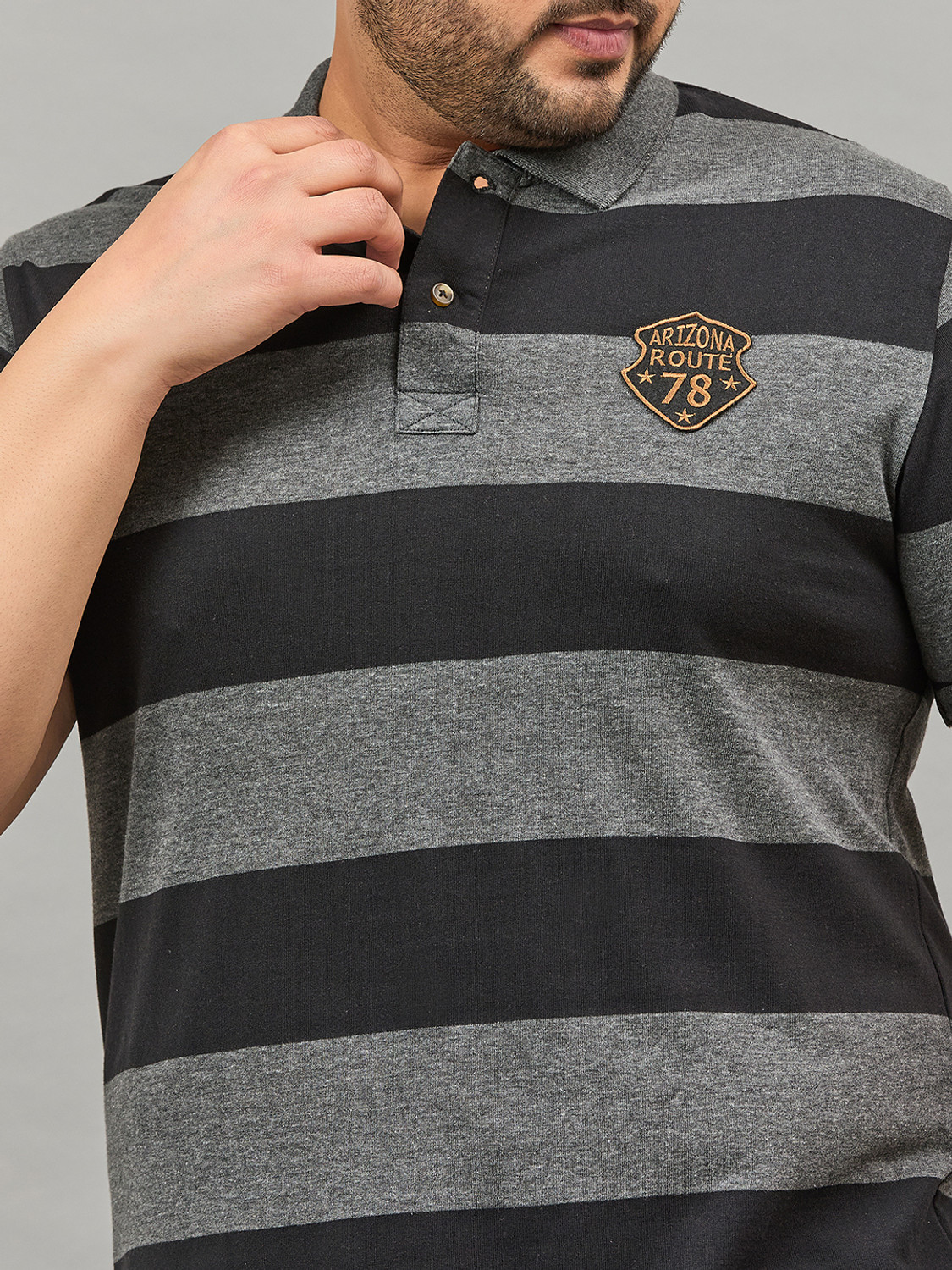 Image of Austivo Striped Men Polo Neck Multicolor T-Shirt