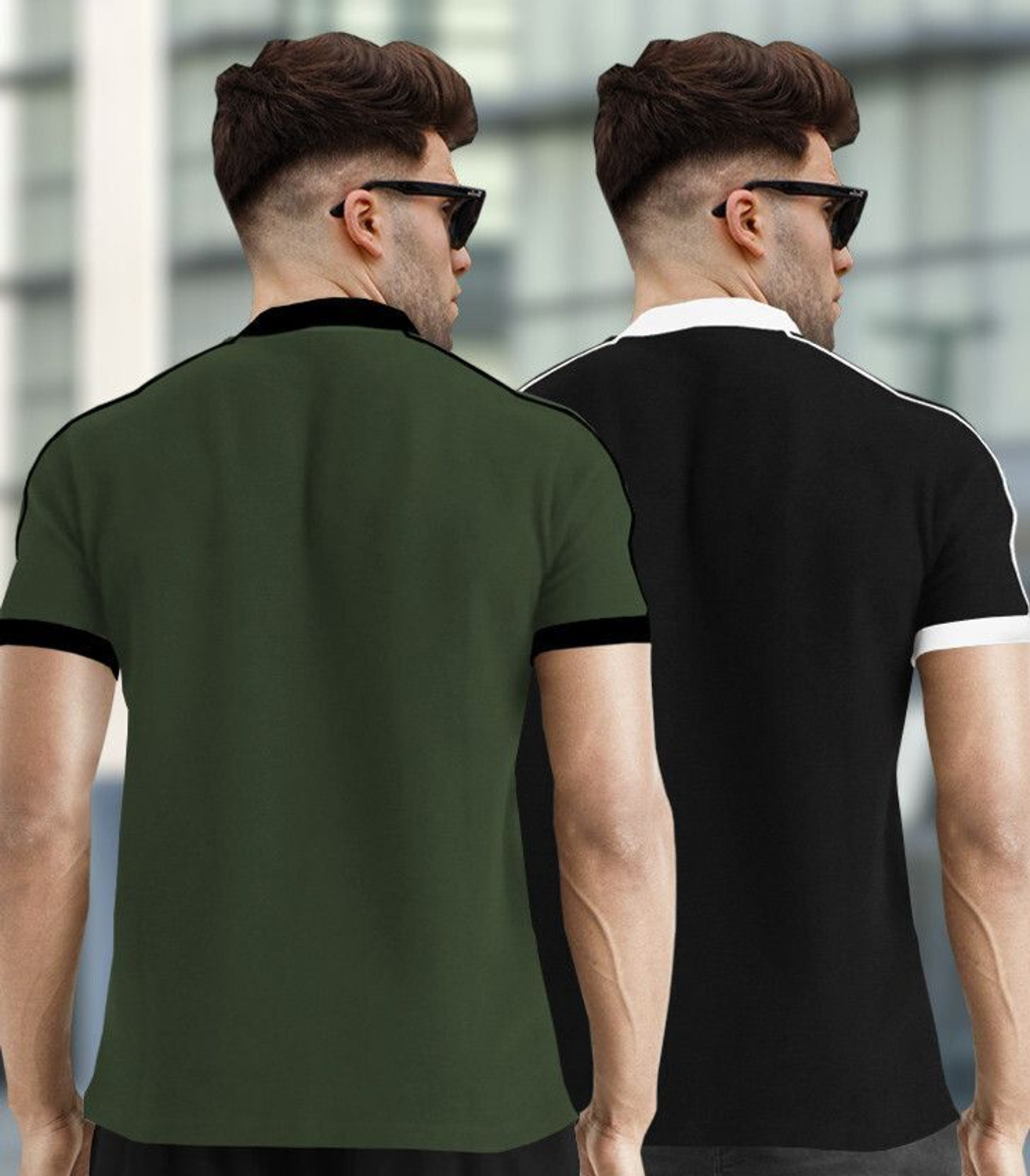 Image of TRIPR Solid Men Mandarin Collar Multicolor T-Shirt