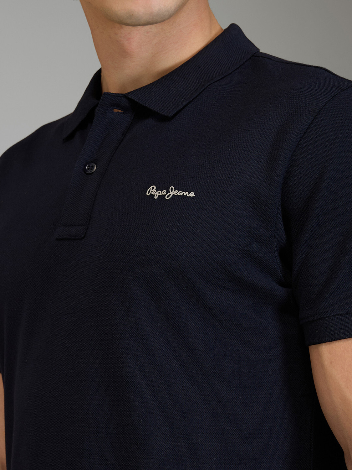 Image of Pepe Jeans Solid Men Polo Neck Black T-Shirt