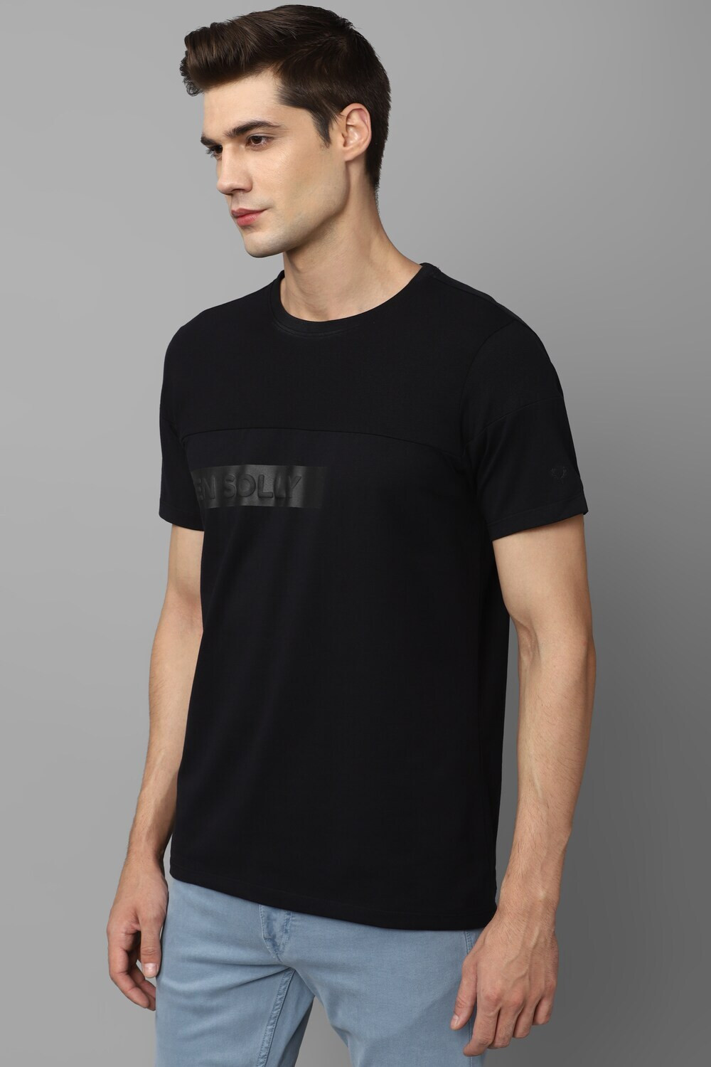 Image of Allen Solly Typography Men Round Neck Black T-Shirt