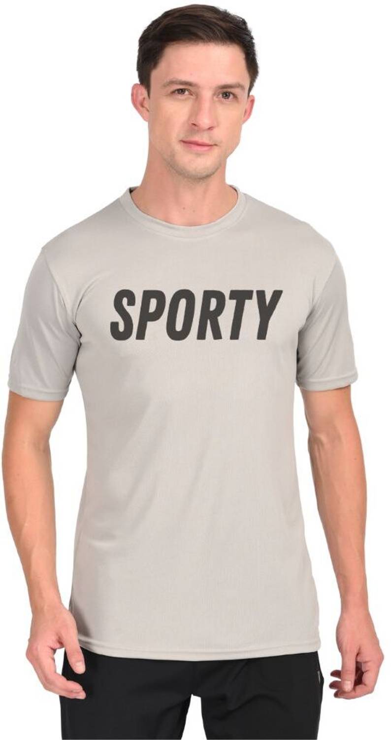 3colors Printed Men Round Neck Grey T-Shirt