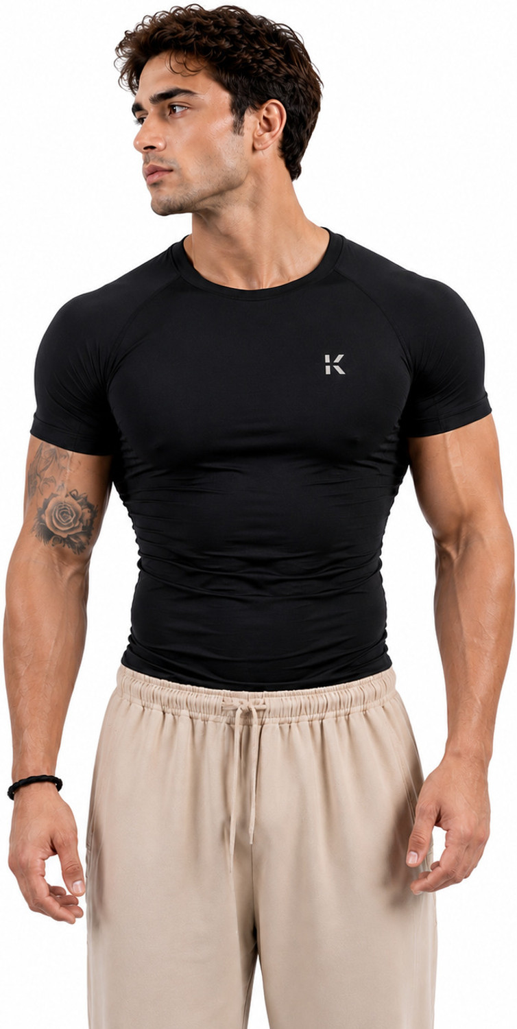 Image of indian krait Solid Men Round Neck Black T-Shirt