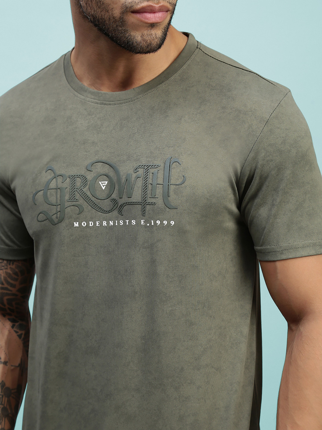 Image of Lux Nitro Typography Men Round Neck Dark Green T-Shirt