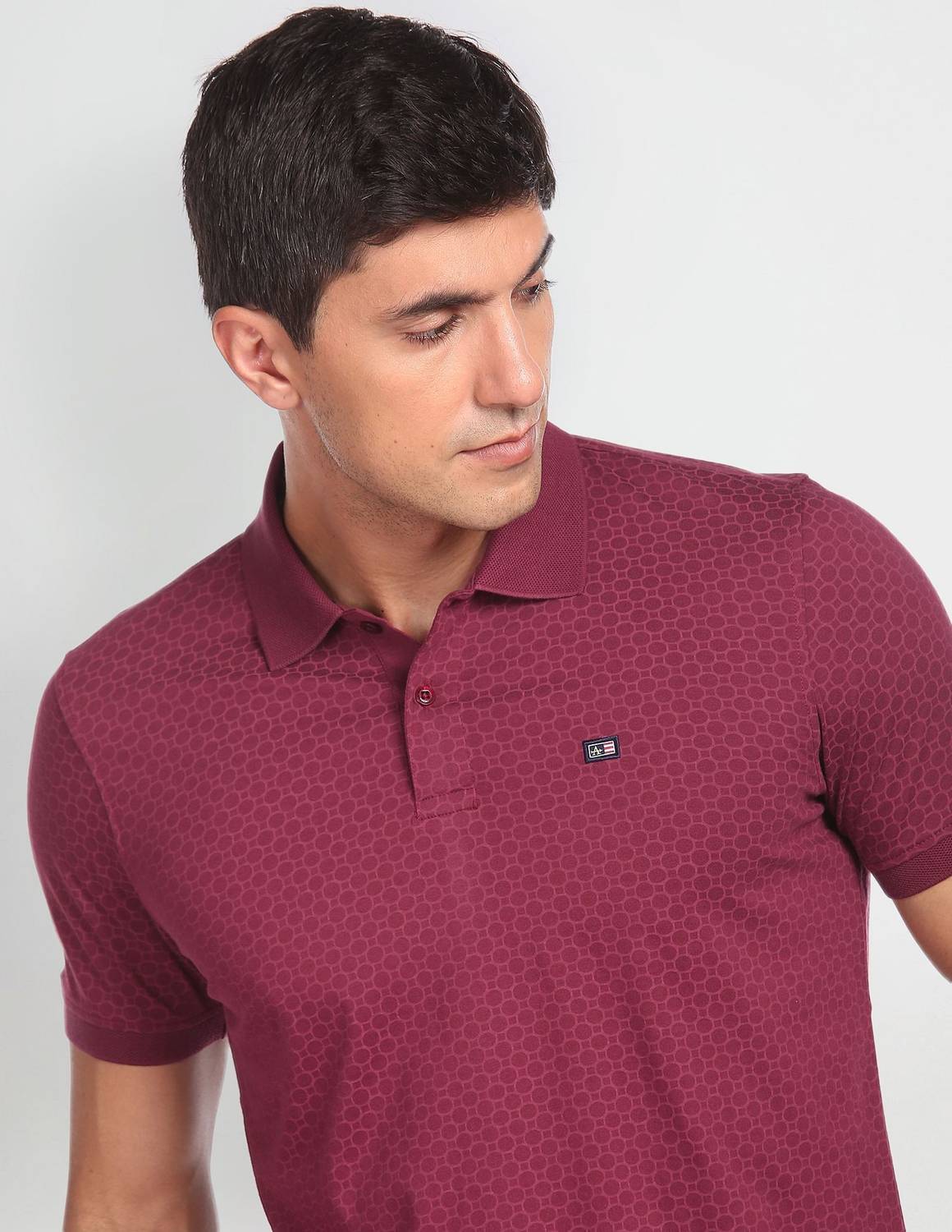 ARROW Printed Men Polo Neck Maroon T-Shirt