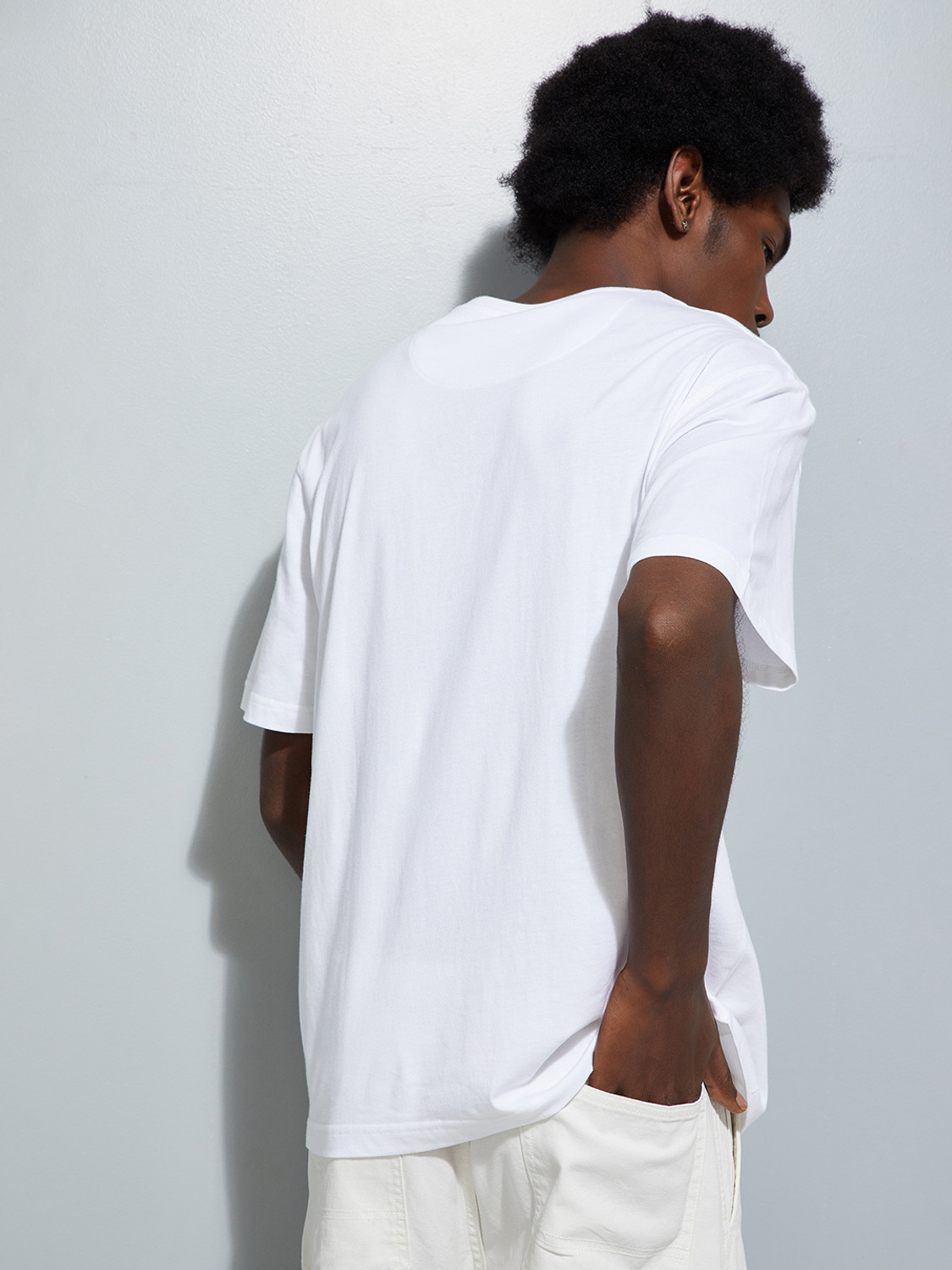 Image of MAX Printed Men Round Neck White T-Shirt