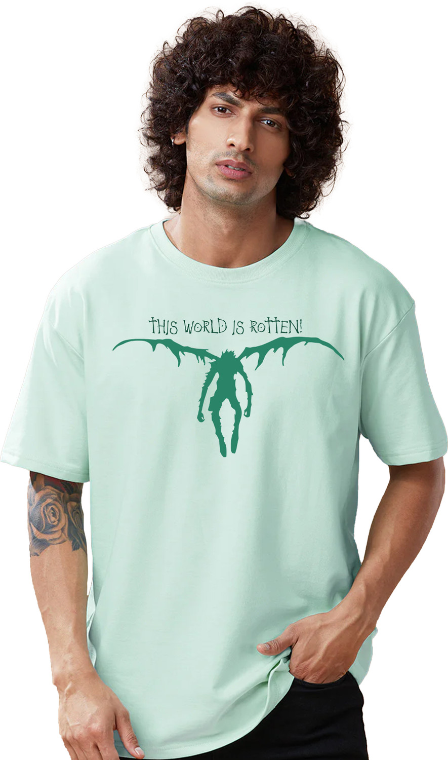Image of Thecrazymonk Printed Men Round Neck Green T-Shirt