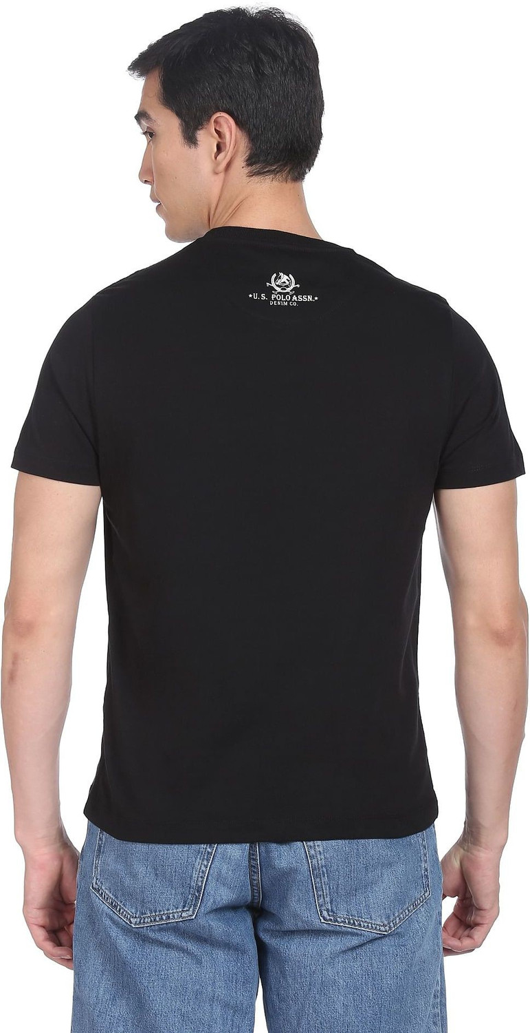 Image of U.S. POLO ASSN. Typography Men Round Neck Black T-Shirt