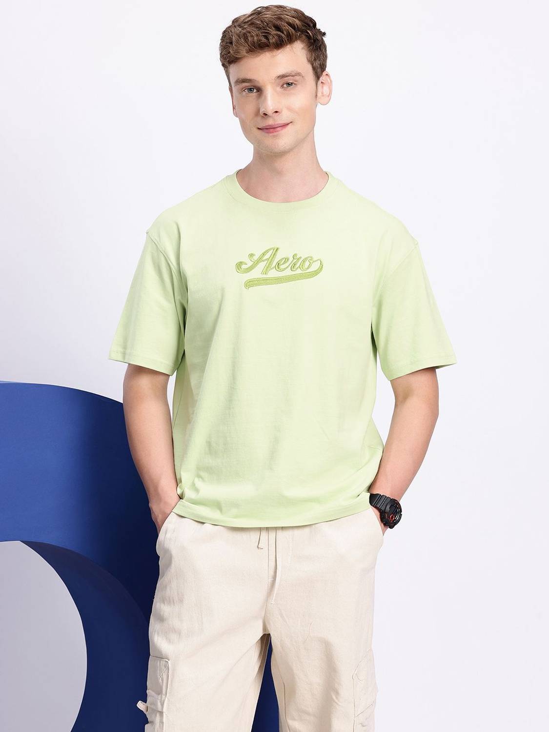 AEROPOSTALE Solid Men Round Neck Green T-Shirt