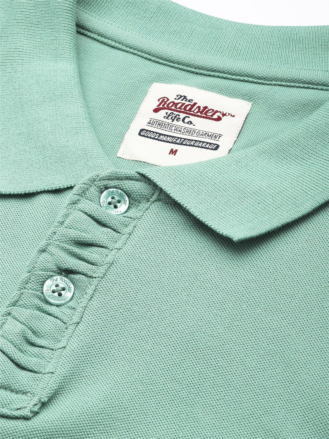 Image of Roadster Solid Men Polo Neck Green T-Shirt
