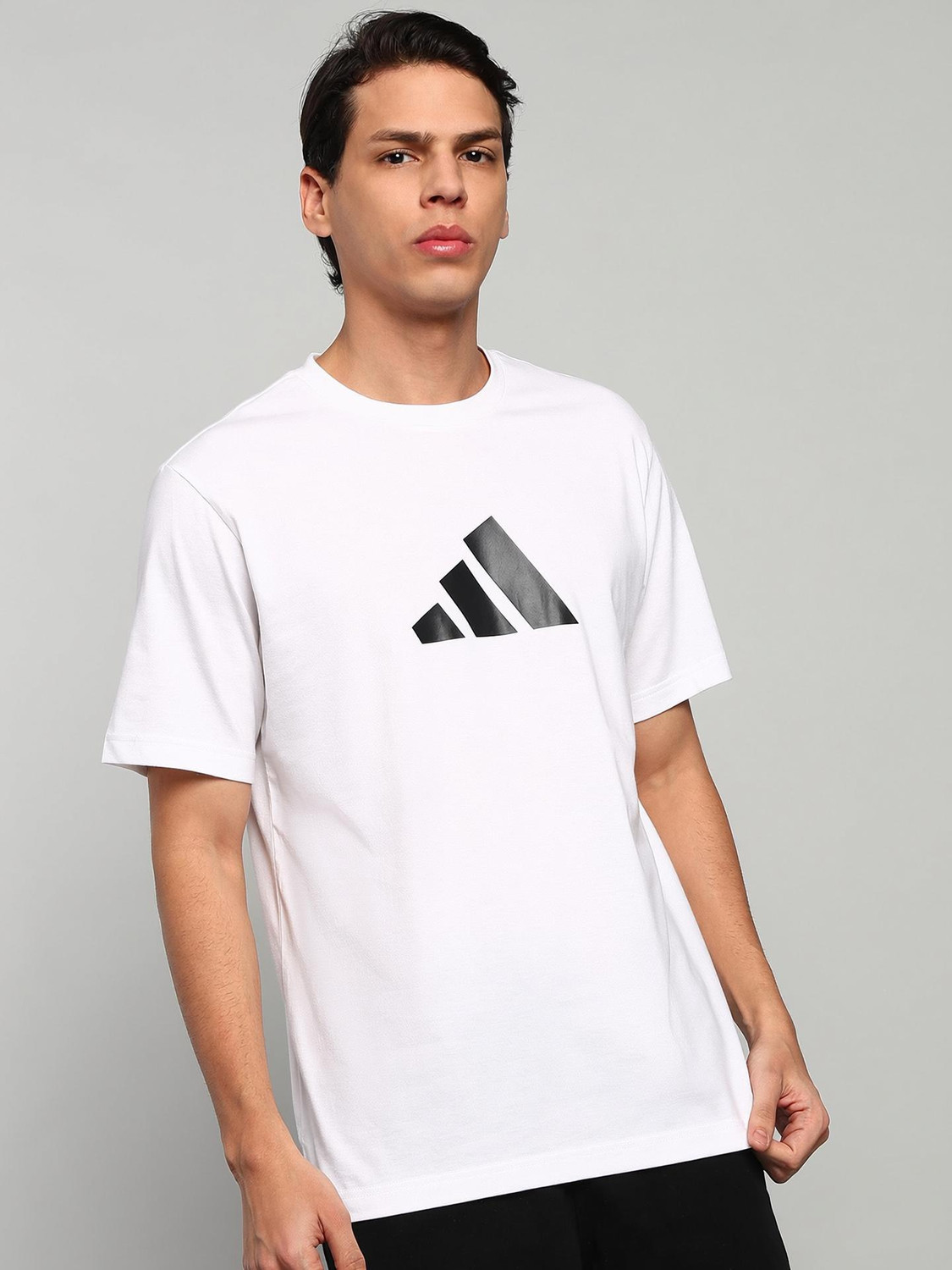 Image of ADIDAS Graphic Print Men Round Neck White T-Shirt
