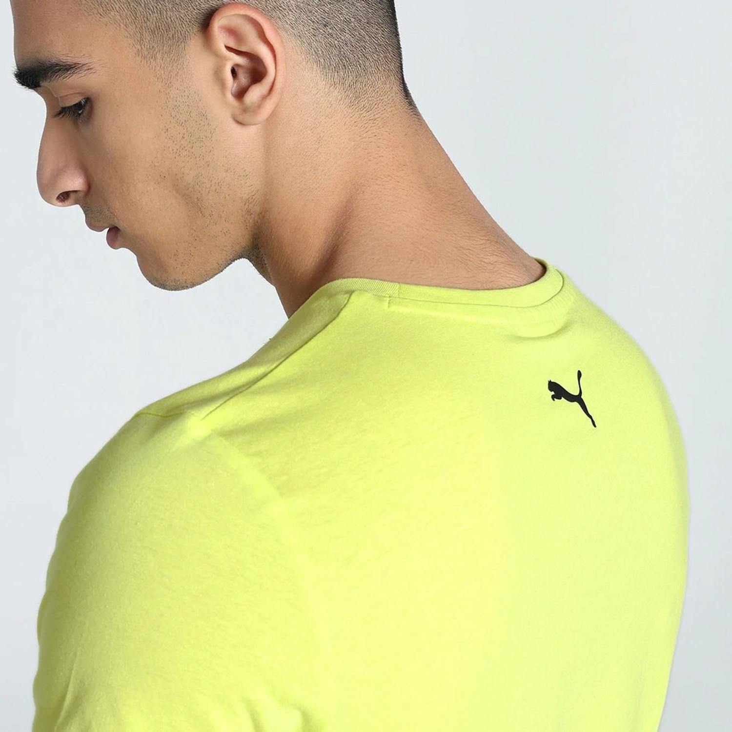 Image of PUMA Printed Men Crew Neck Yellow T-Shirt
