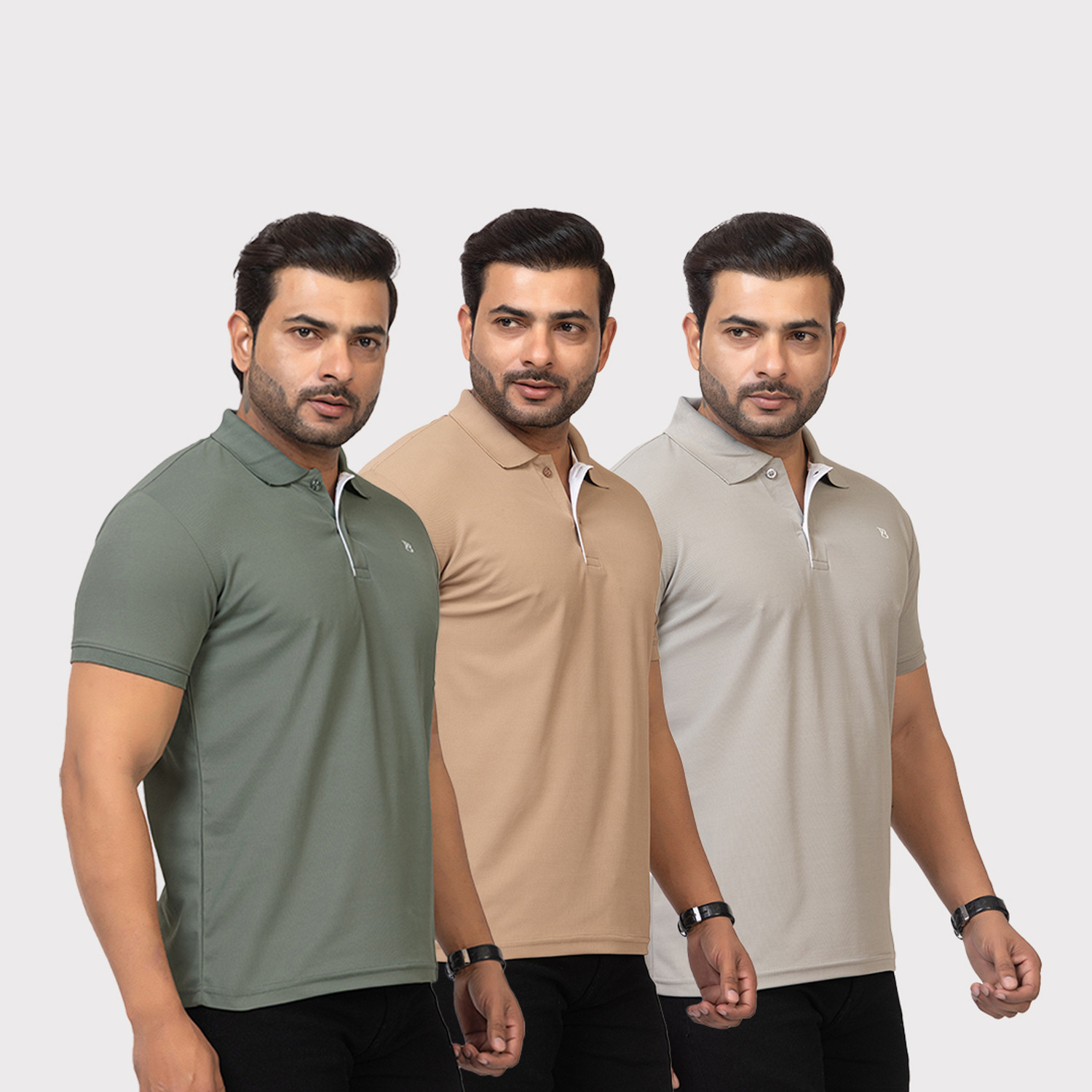 Image of TWEUNBOY Solid Men Polo Neck Multicolor T-Shirt