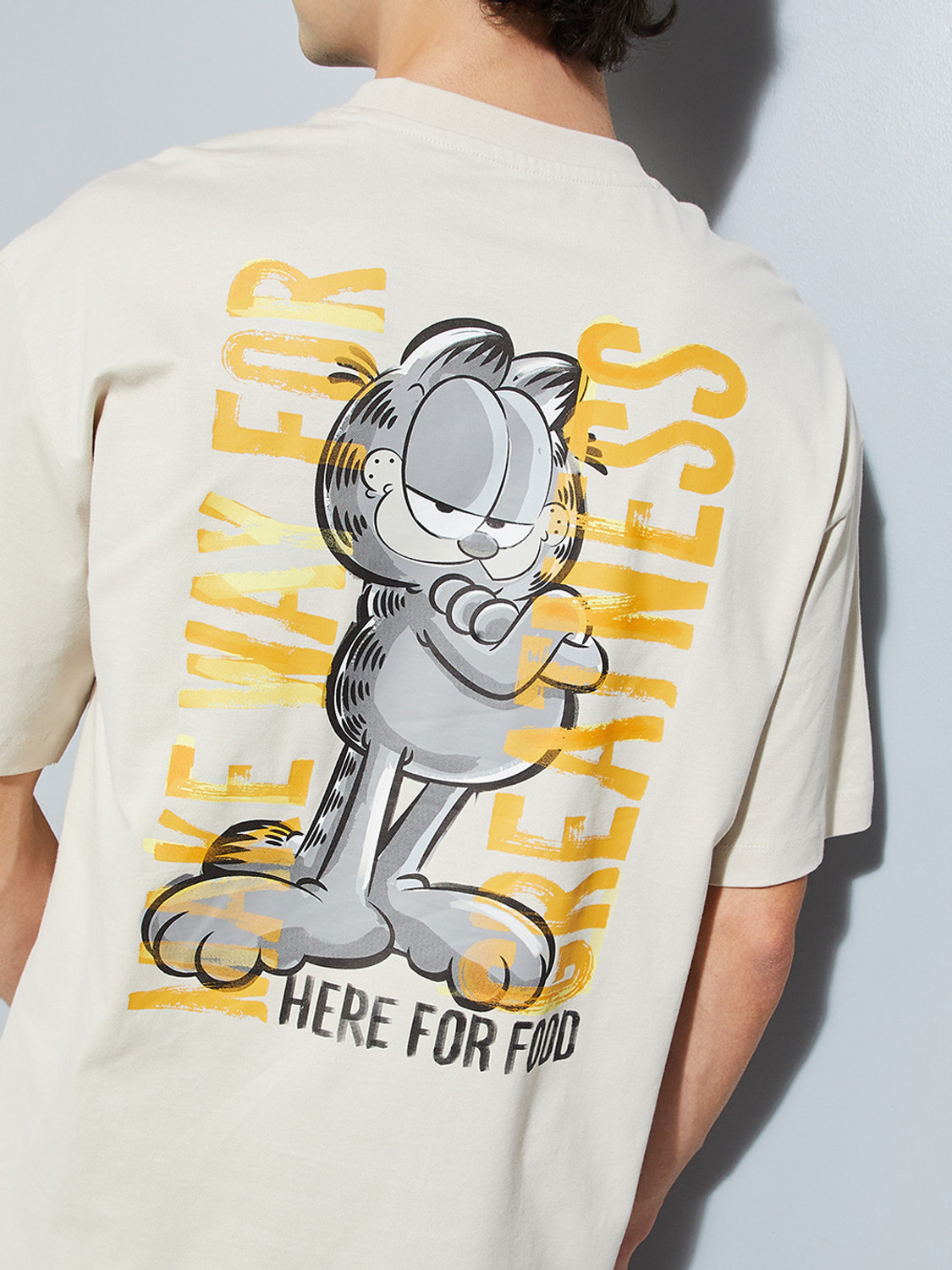 Image of MAX Printed Men Round Neck Beige T-Shirt