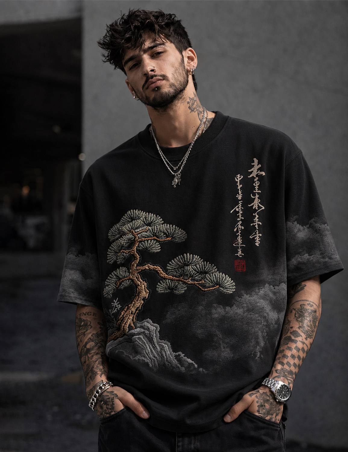 Force Printed Men Round Neck Black T-Shirt
