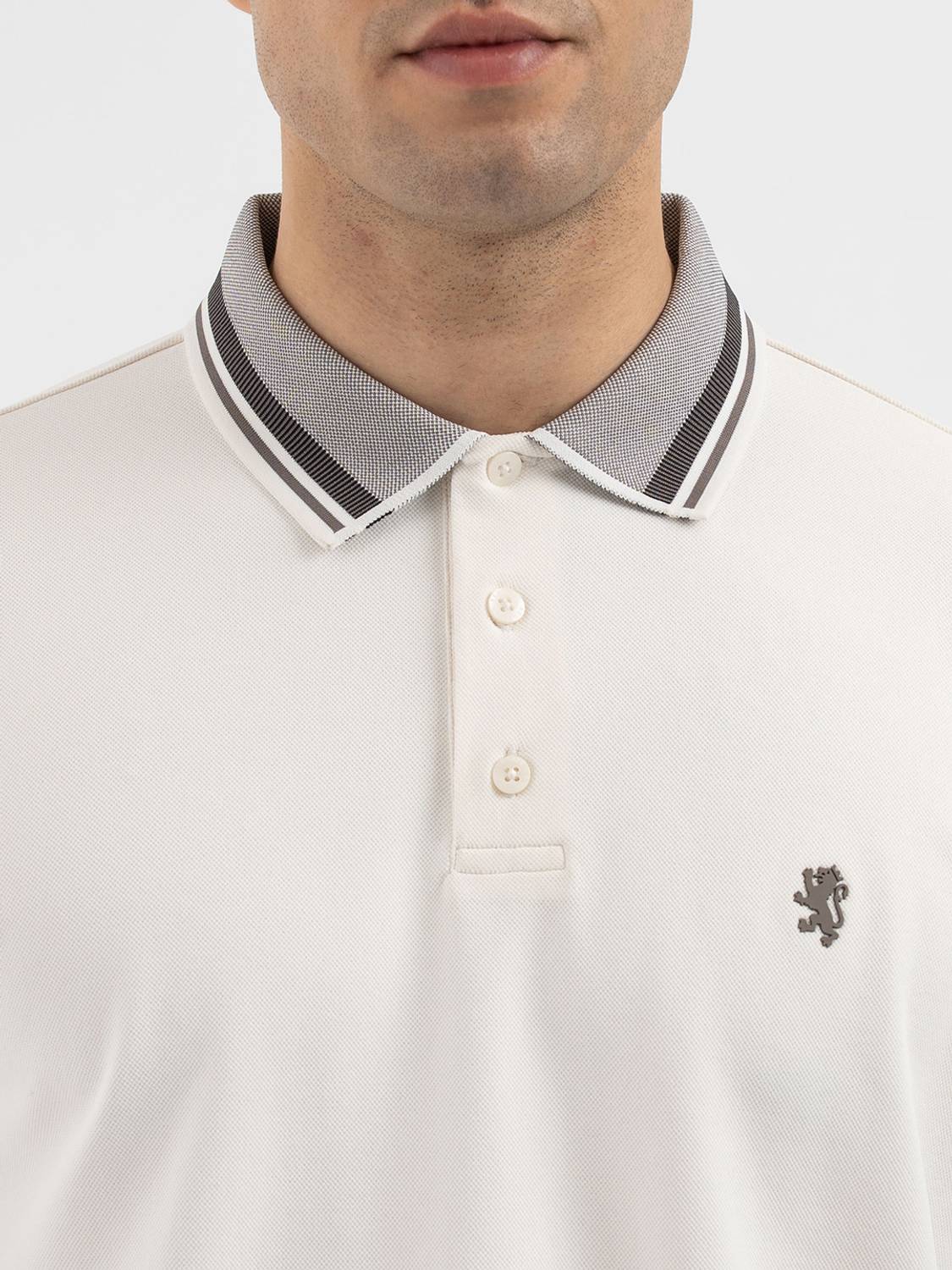 RED TAPE Men Beige Polo Neck T-Shirt - Image 4