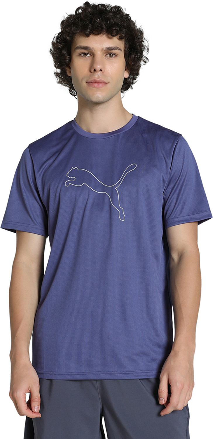 Image of PUMA Solid Men Crew Neck Blue T-Shirt