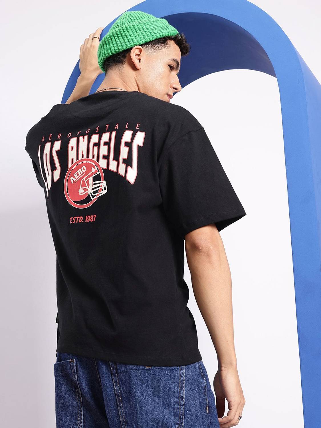 AEROPOSTALE Printed Men Round Neck Black T-Shirt