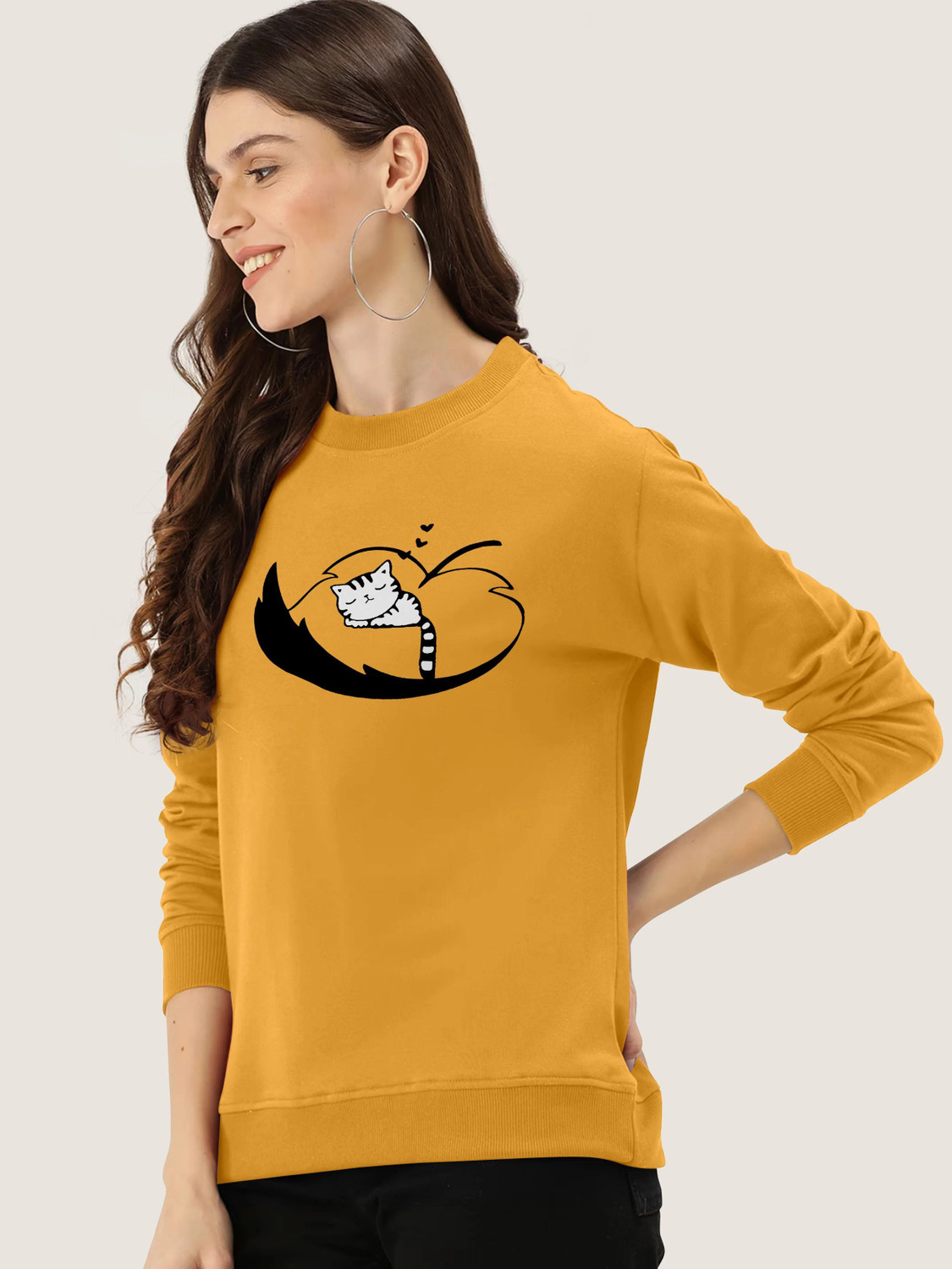 Image of ZentWorld Printed Women Round Neck Yellow, Dark Blue T-Shirt
