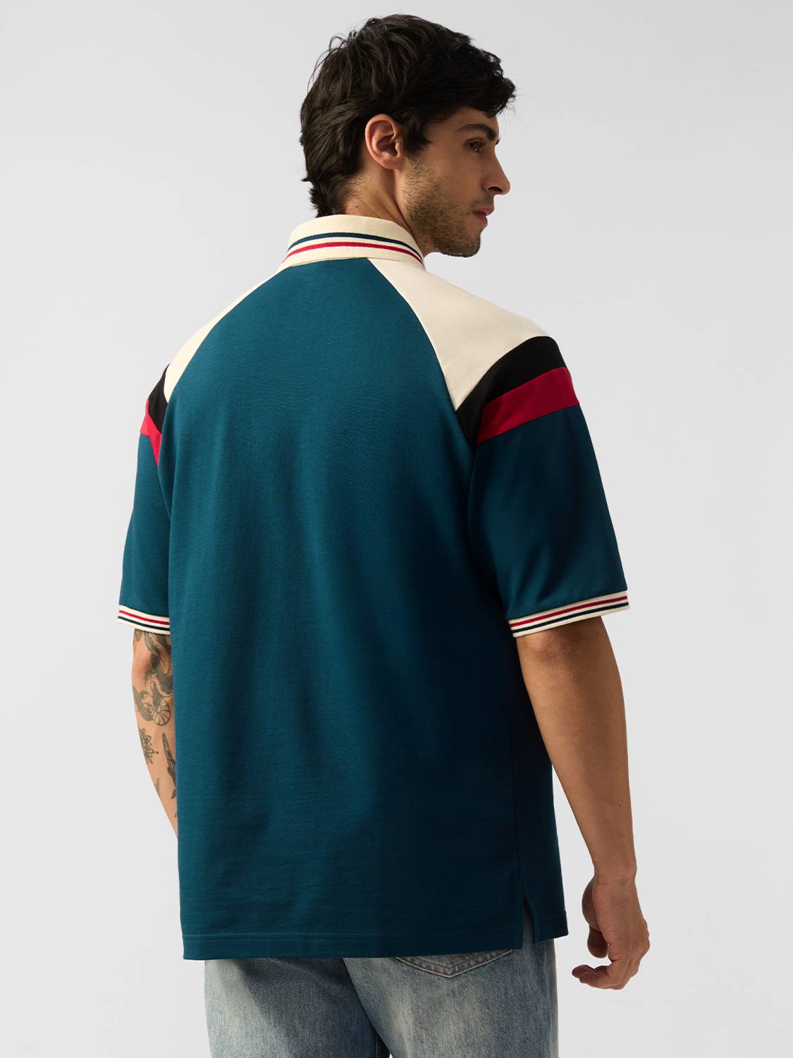 The Souled Store Dark Blue Polo Neck T-Shirt - Image 2
