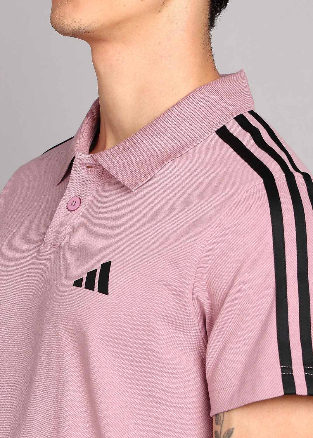Image of ADIDAS Solid Men Polo Neck Purple T-Shirt
