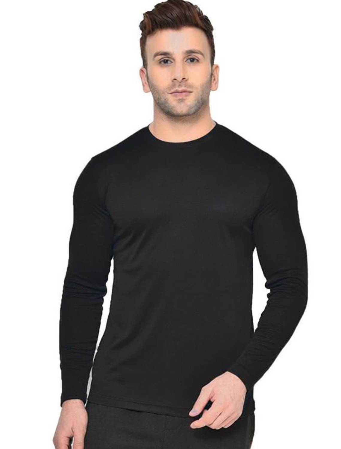TOPLOFTY Solid Men Round Neck Black T-Shirt