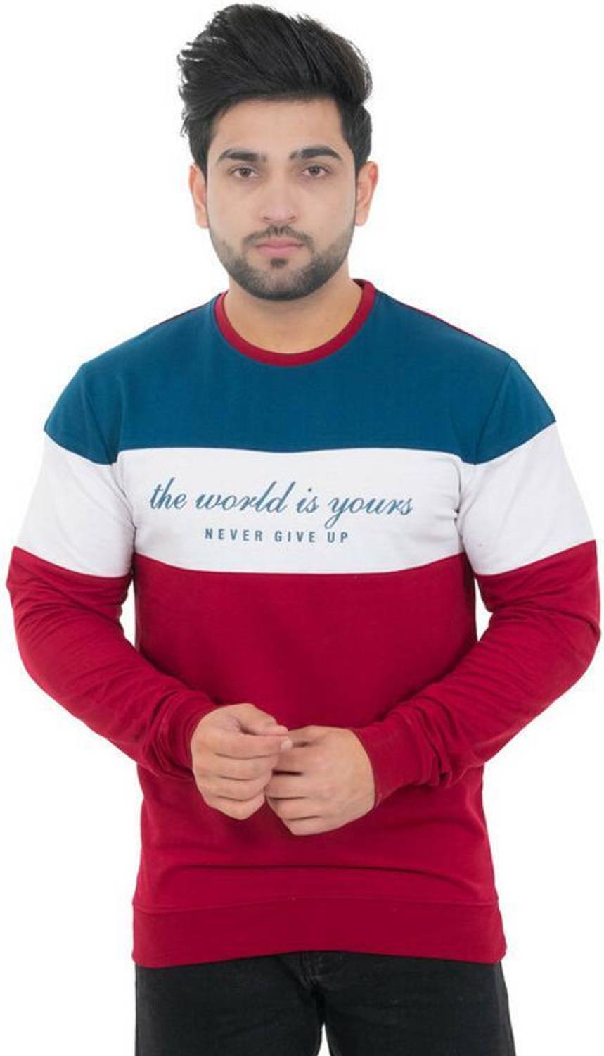 E-MAX Men Printed Round Neck Polyester Maroon T-Shirt