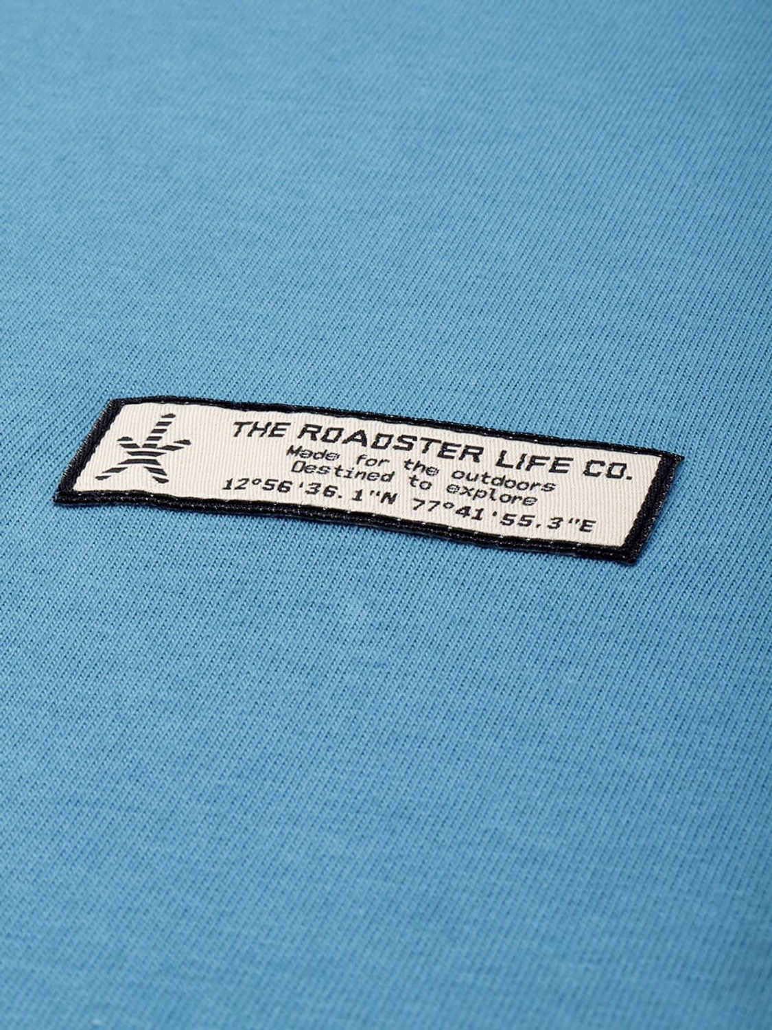 Image of Roadster Solid Men Round Neck Blue T-Shirt