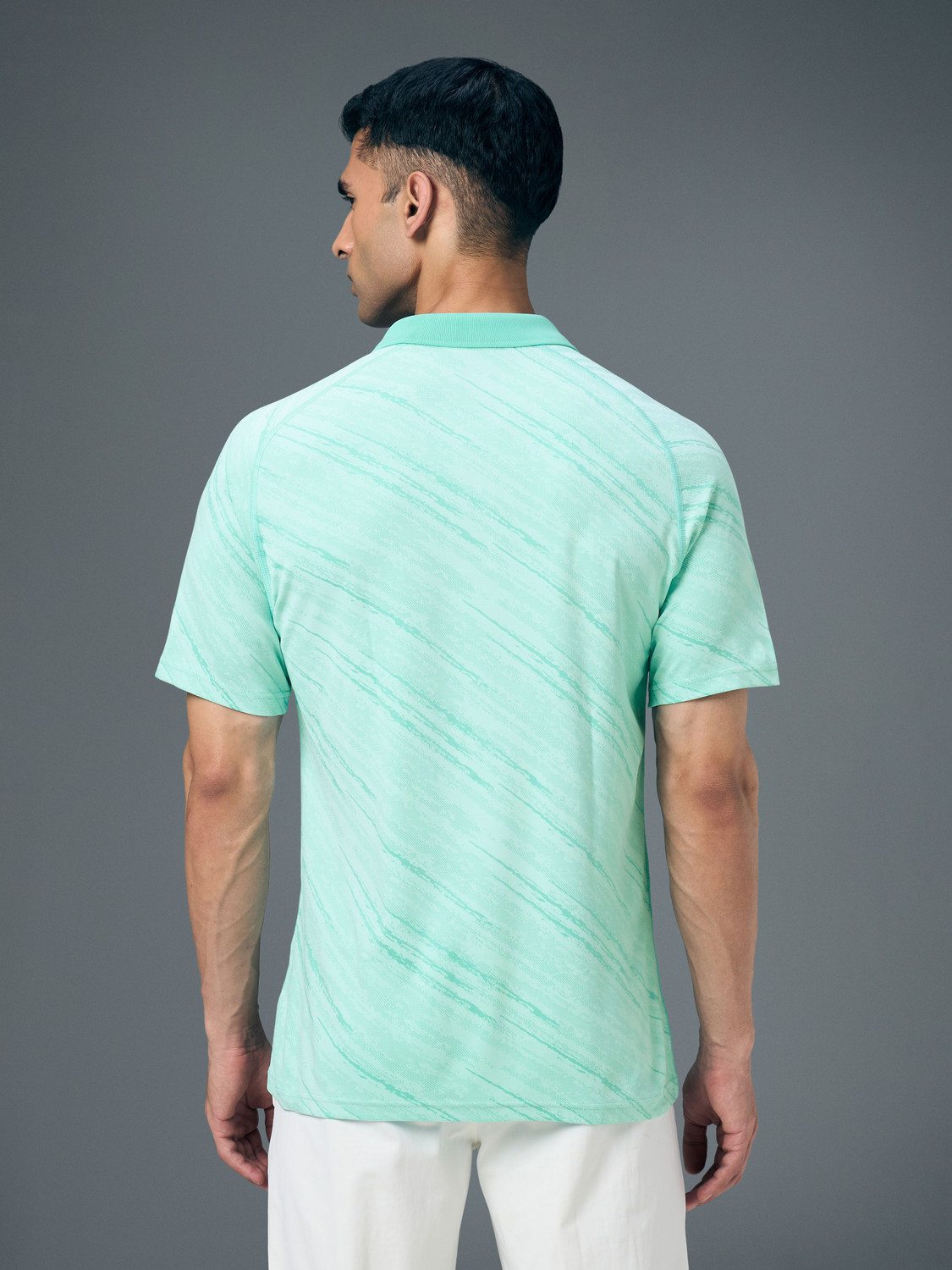 Image of TECHNOSPORT Printed Men Polo Neck Light Blue T-Shirt