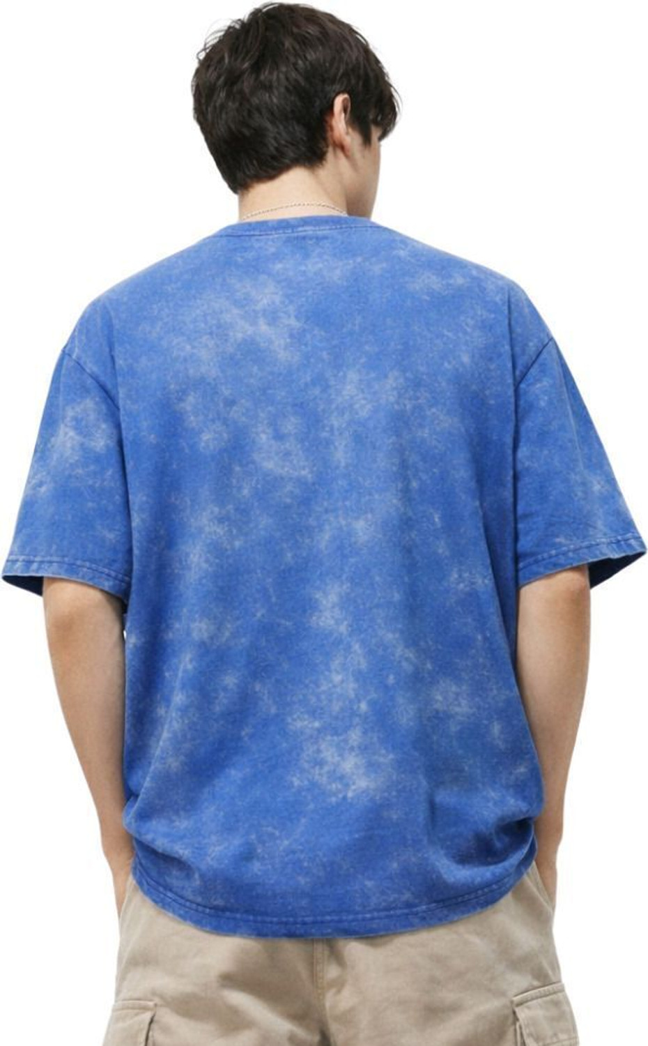 Image of LUFIT Solid, Washed Men Round Neck Blue T-Shirt