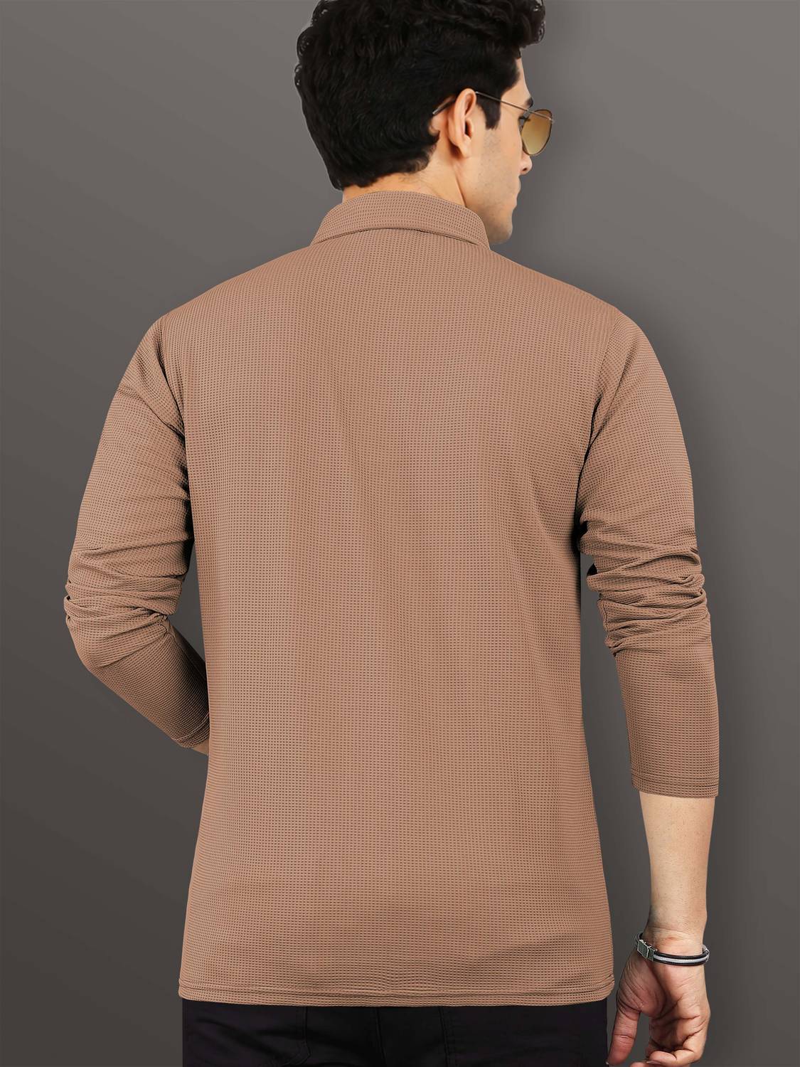 VeBNoR Men Polo Neck Brown T-Shirt - Image 2