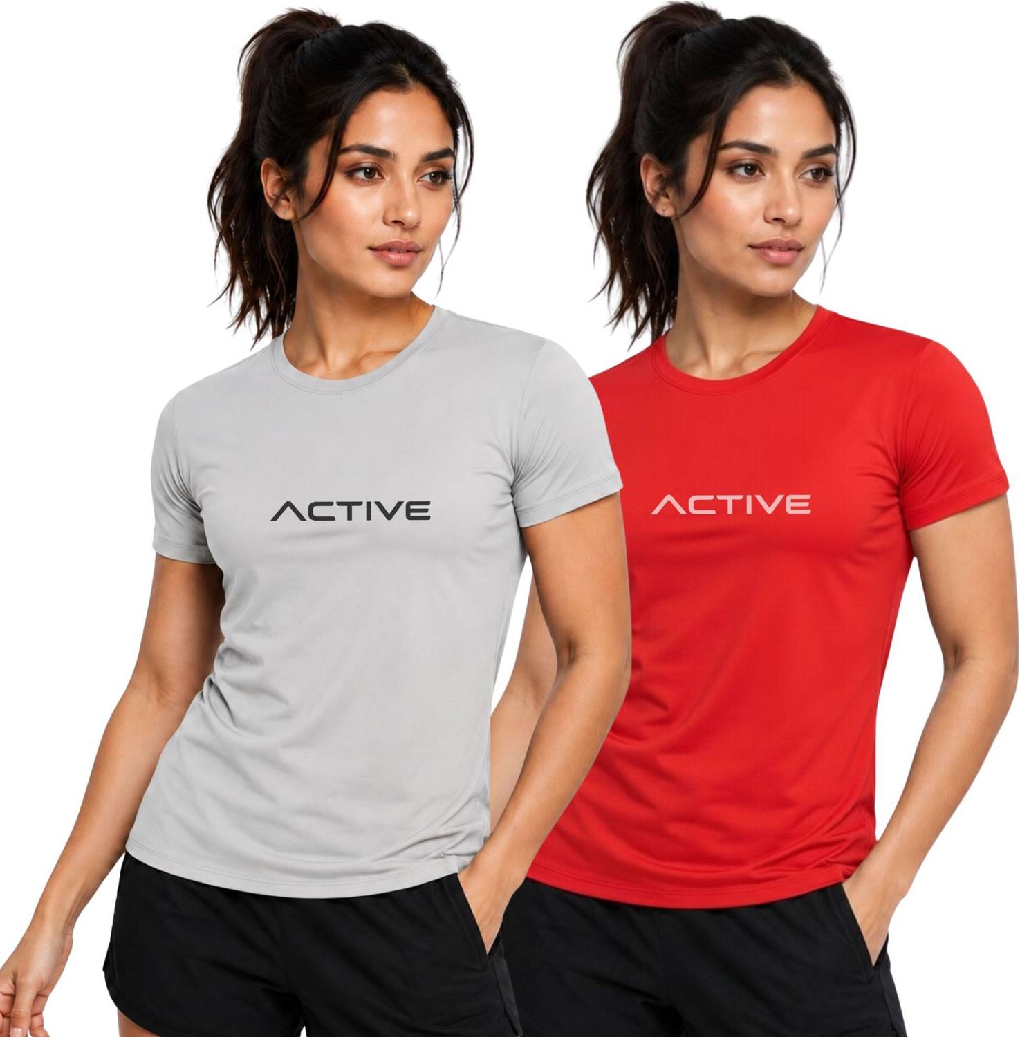 3colors Printed Women Round Neck Grey, Red T-Shirt
