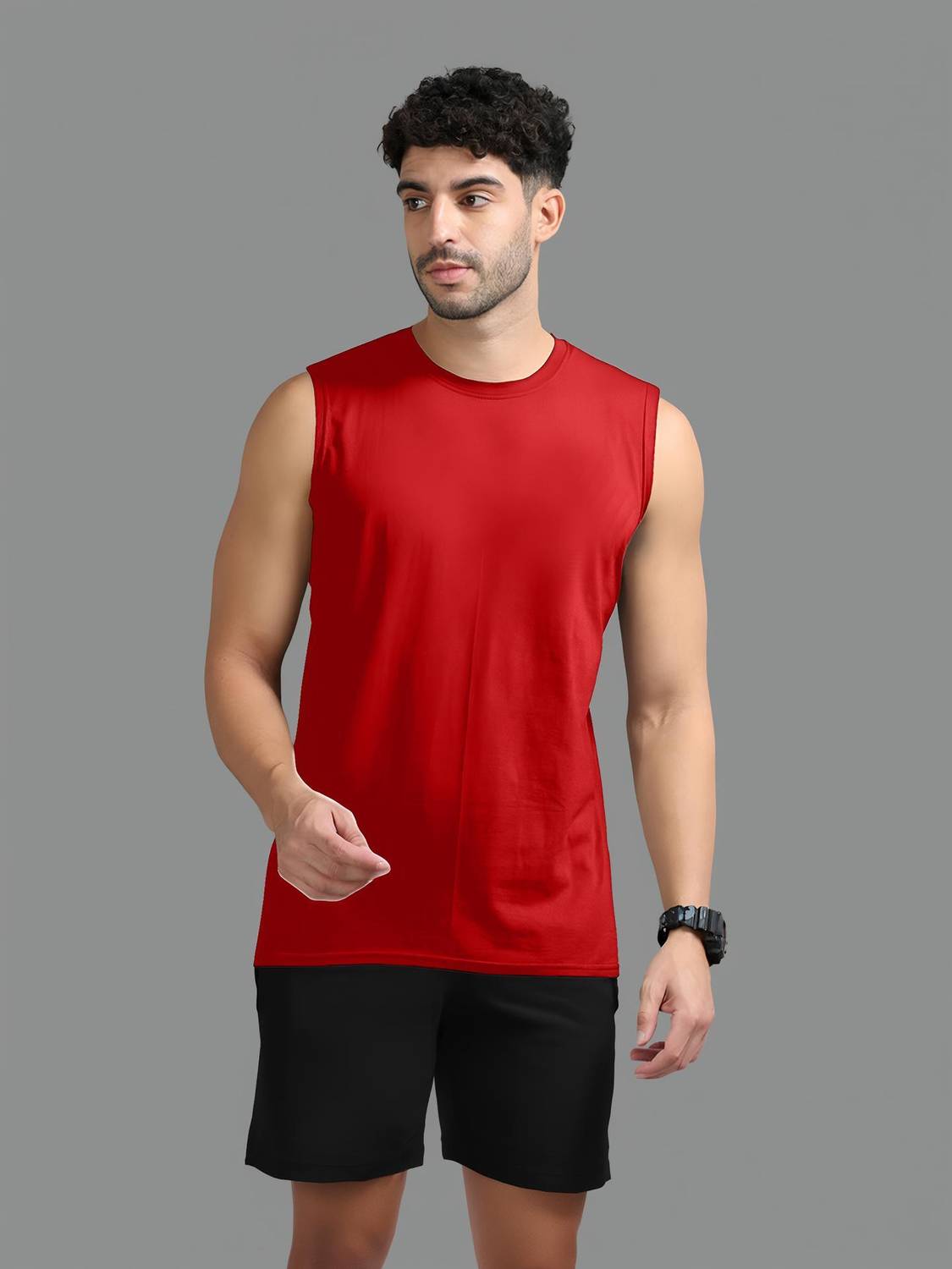 Adorbs Solid Men Round Neck Red T-Shirt