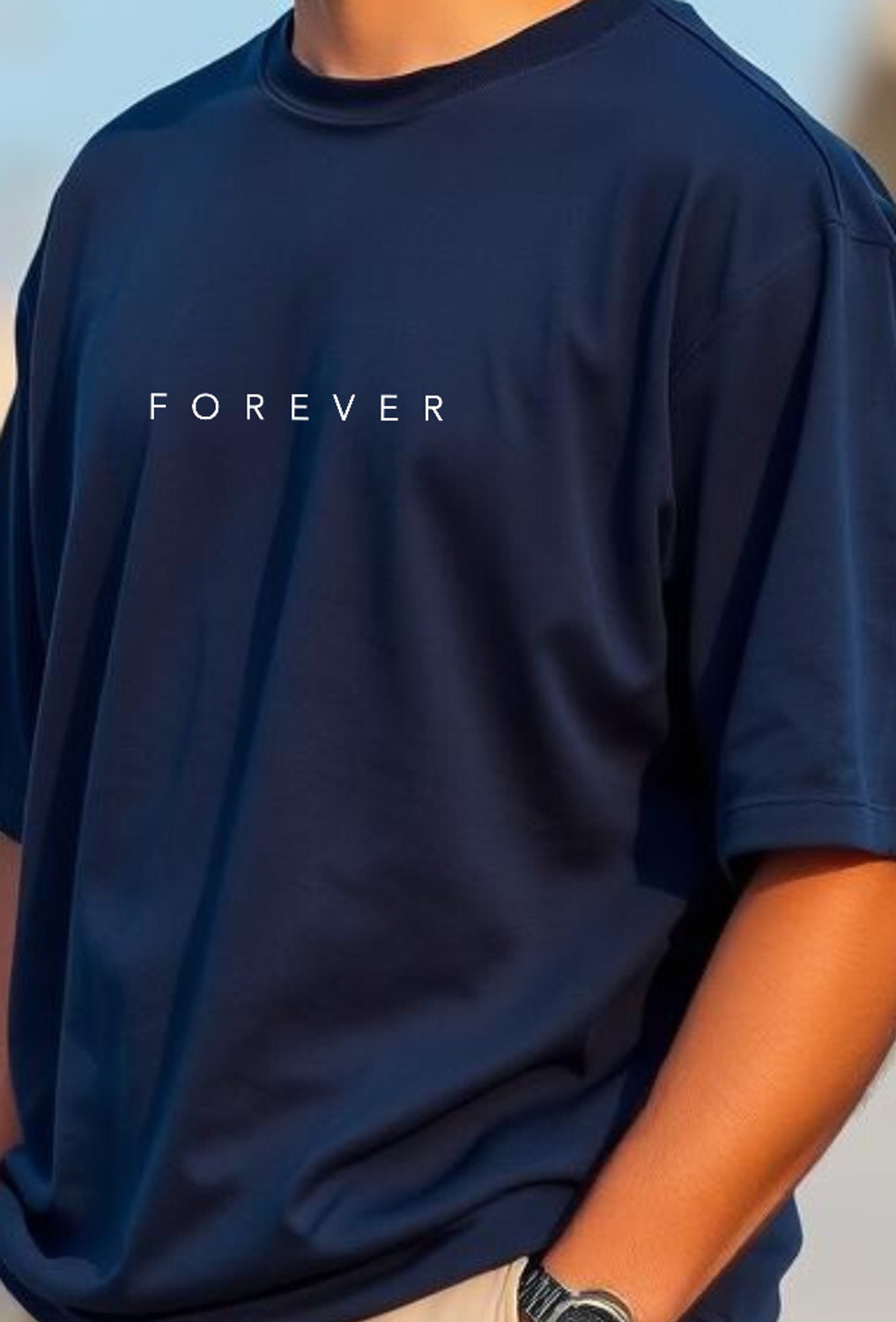 Image of UrGear Printed Men Round Neck Navy Blue T-Shirt