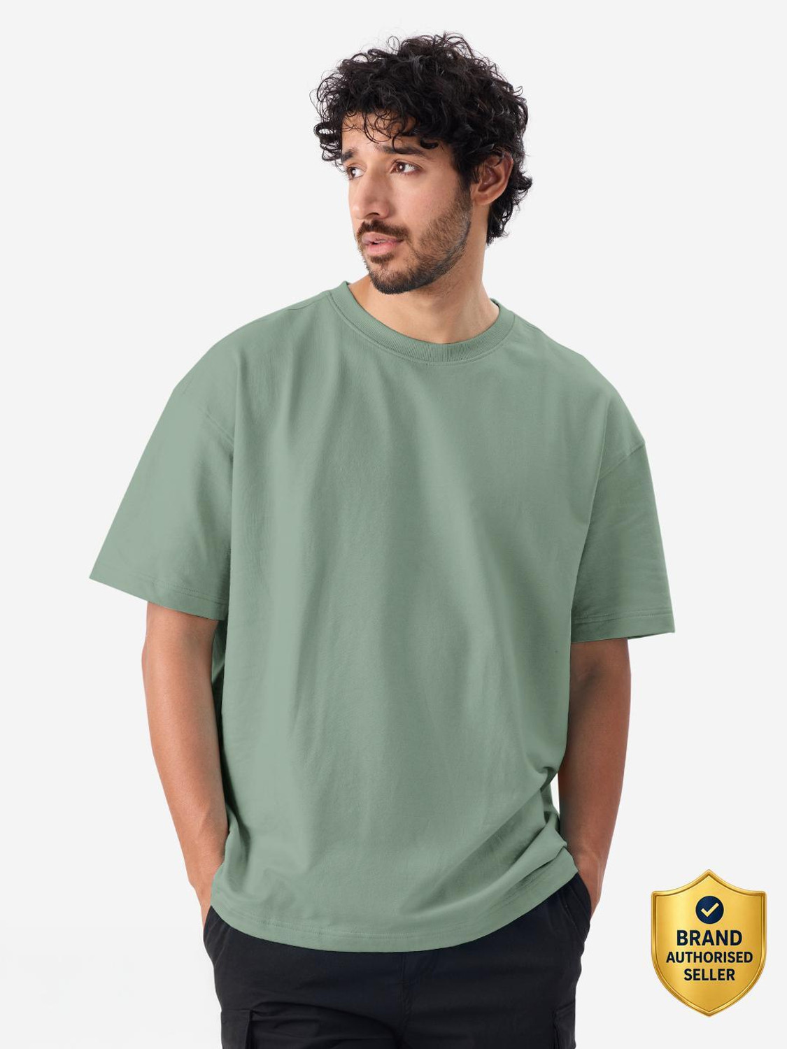 Image of The Souled Store Solid Men Round Neck Green T-Shirt