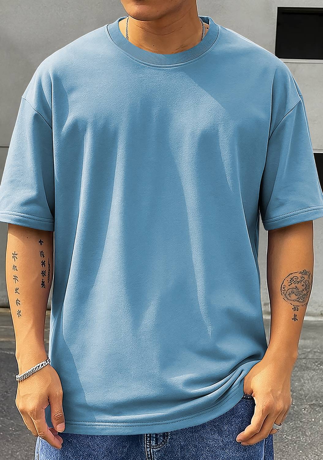 TripBroz Light Blue Men's Round Neck T-Shirt - Image 2