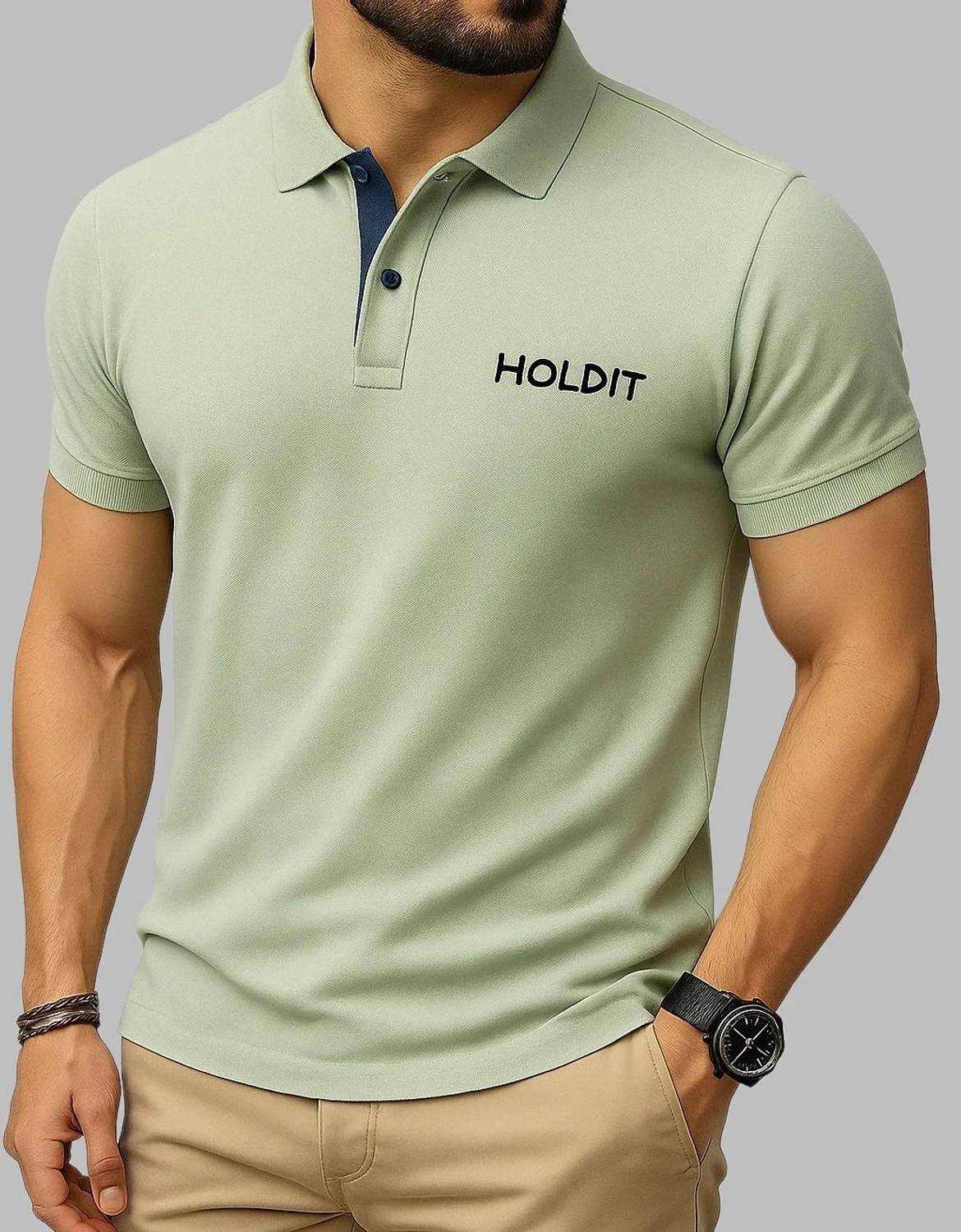TAZO Solid Men Polo Neck Green T-Shirt - Buy TAZO Solid Men Polo