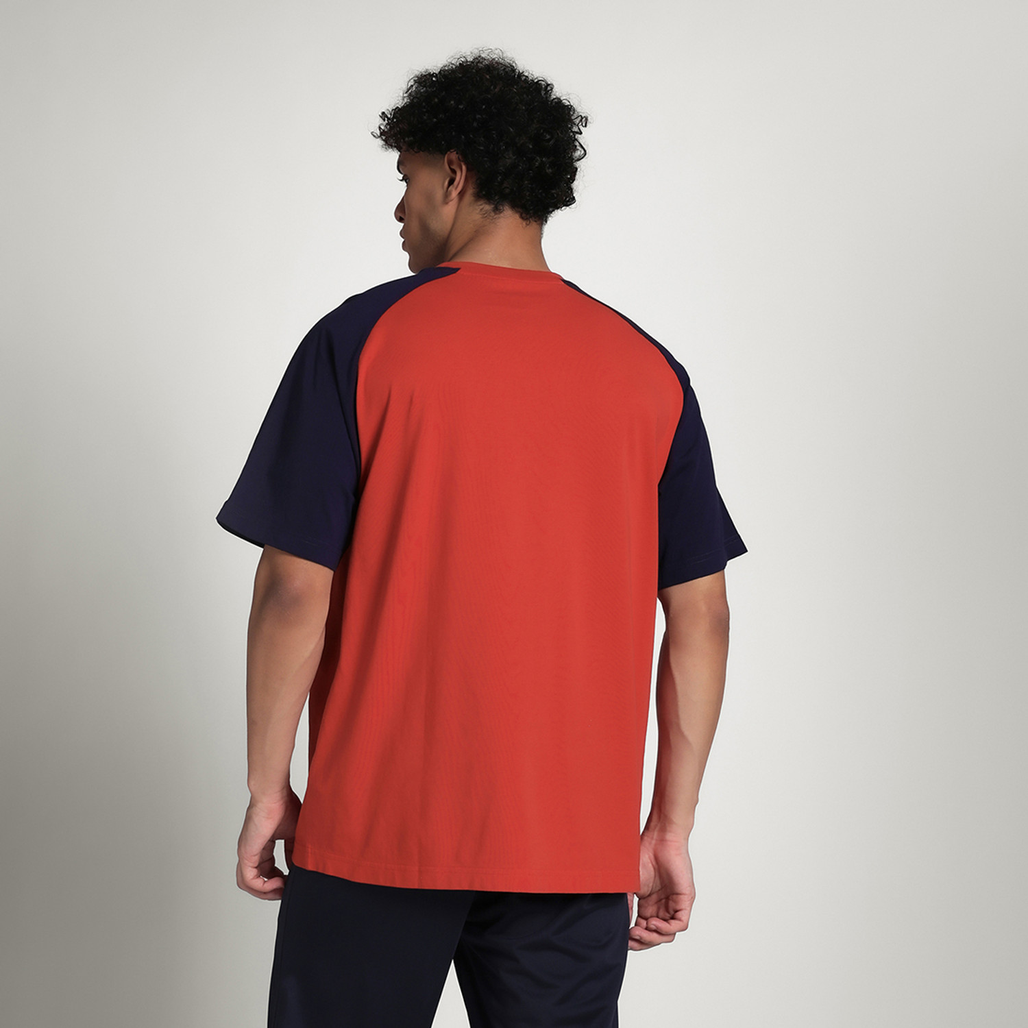 Image of PUMA Colorblock Men Crew Neck Red T-Shirt