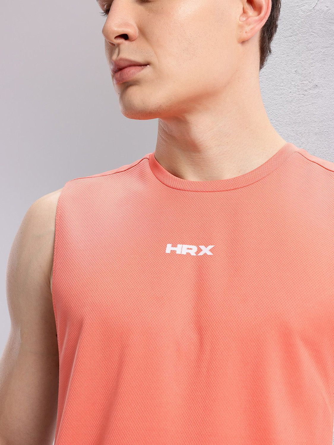 Image of HRX by Hrithik Roshan Printed Men Round Neck Orange T-Shirt