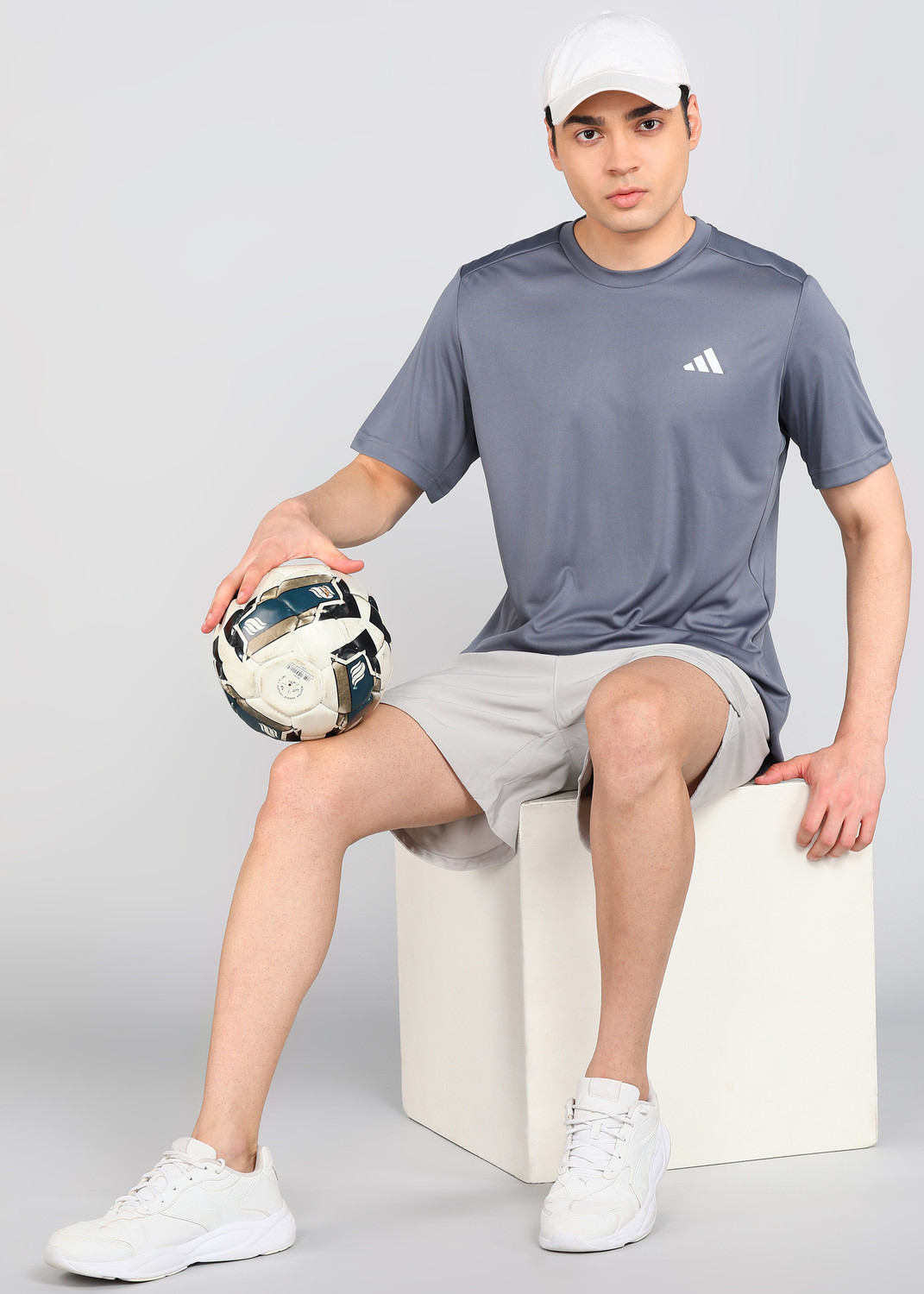 Image of ADIDAS Printed Men Crew Neck Black T-Shirt
