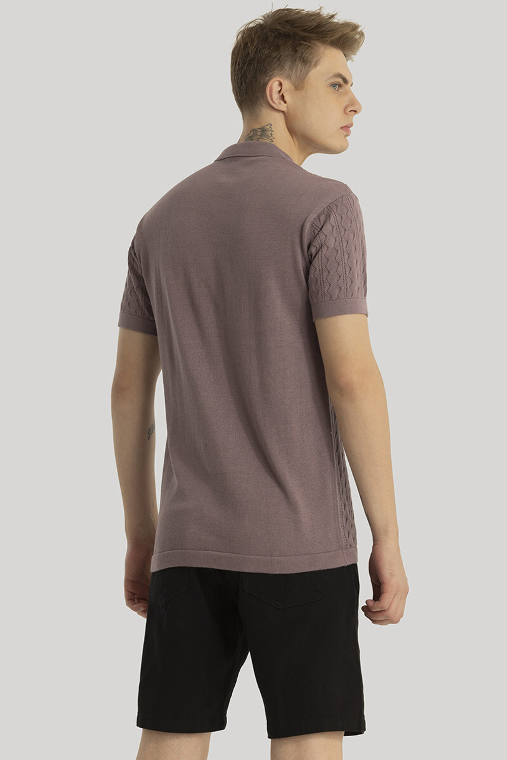Image of Snitch Printed Men Polo Neck Purple T-Shirt